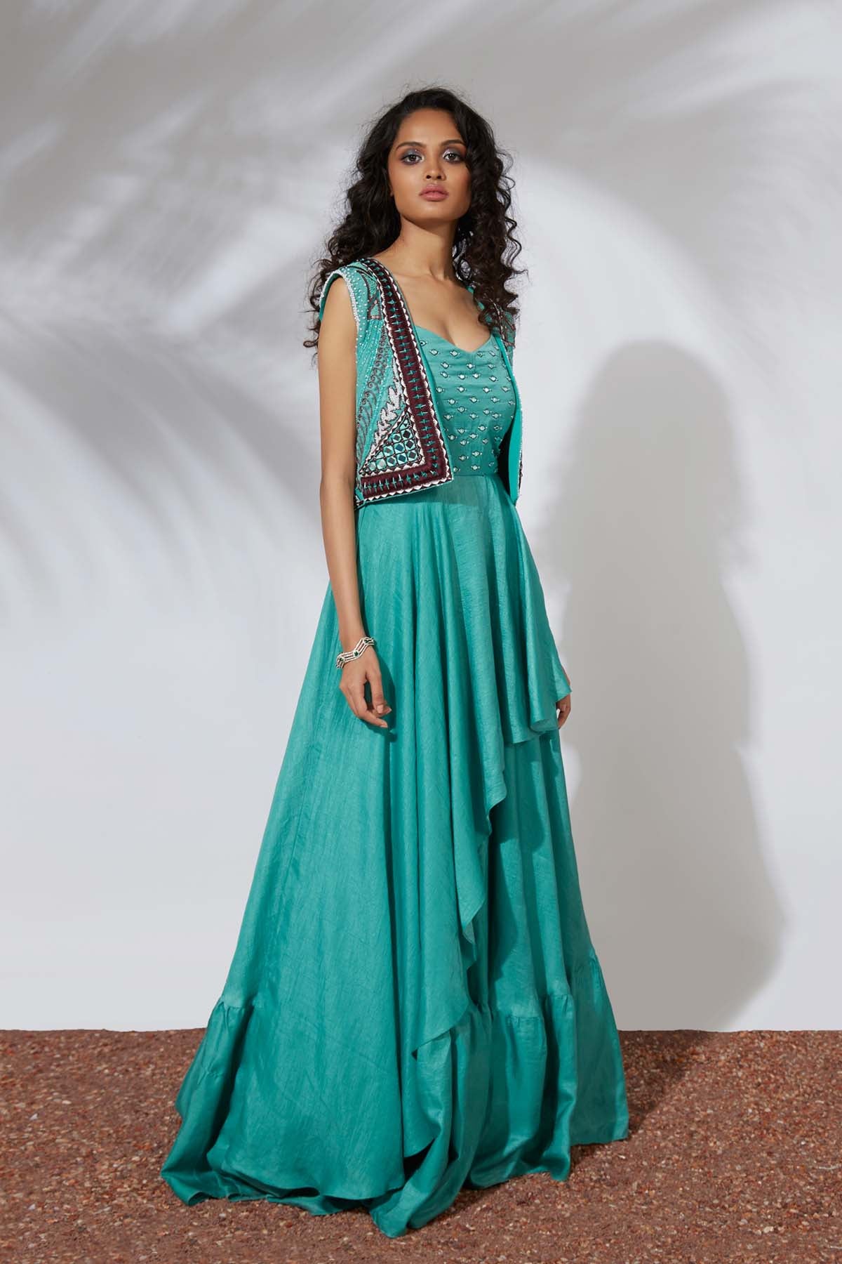 Asymmetric Jacket Gown