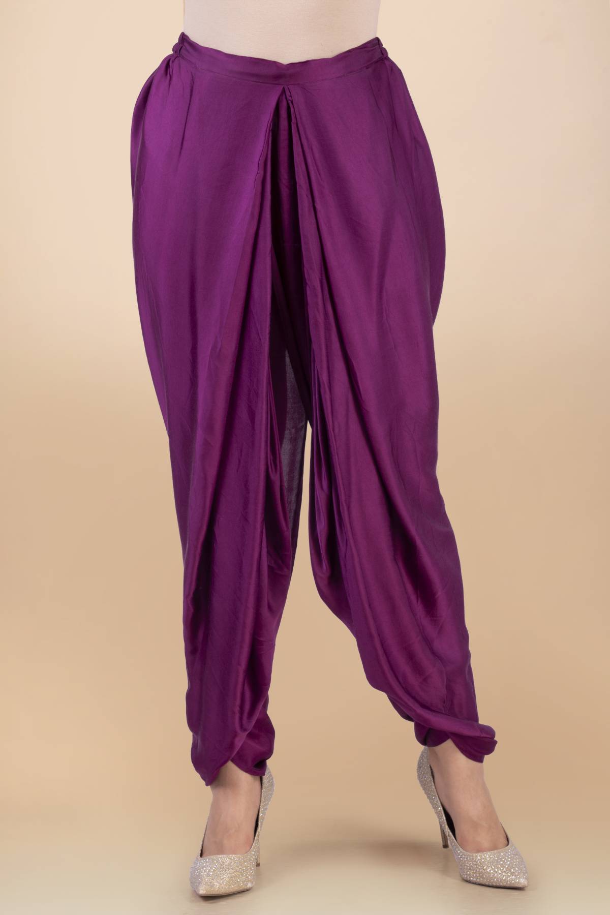 Asymmetric Purple Kurta Set