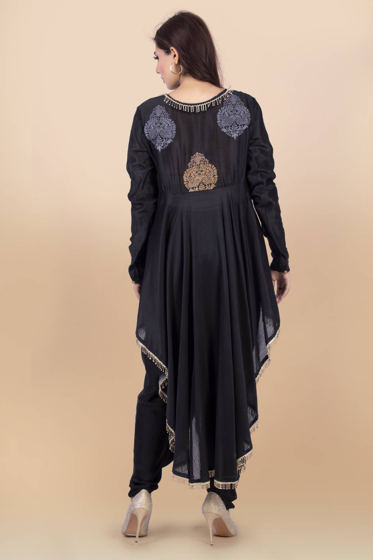 Black Asymmetrical Kurta & Dhoti