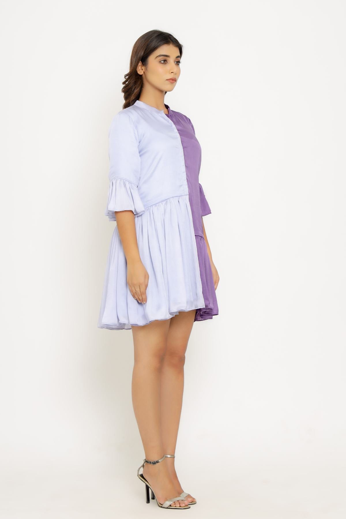 Colorblock Gathered Mini Dress