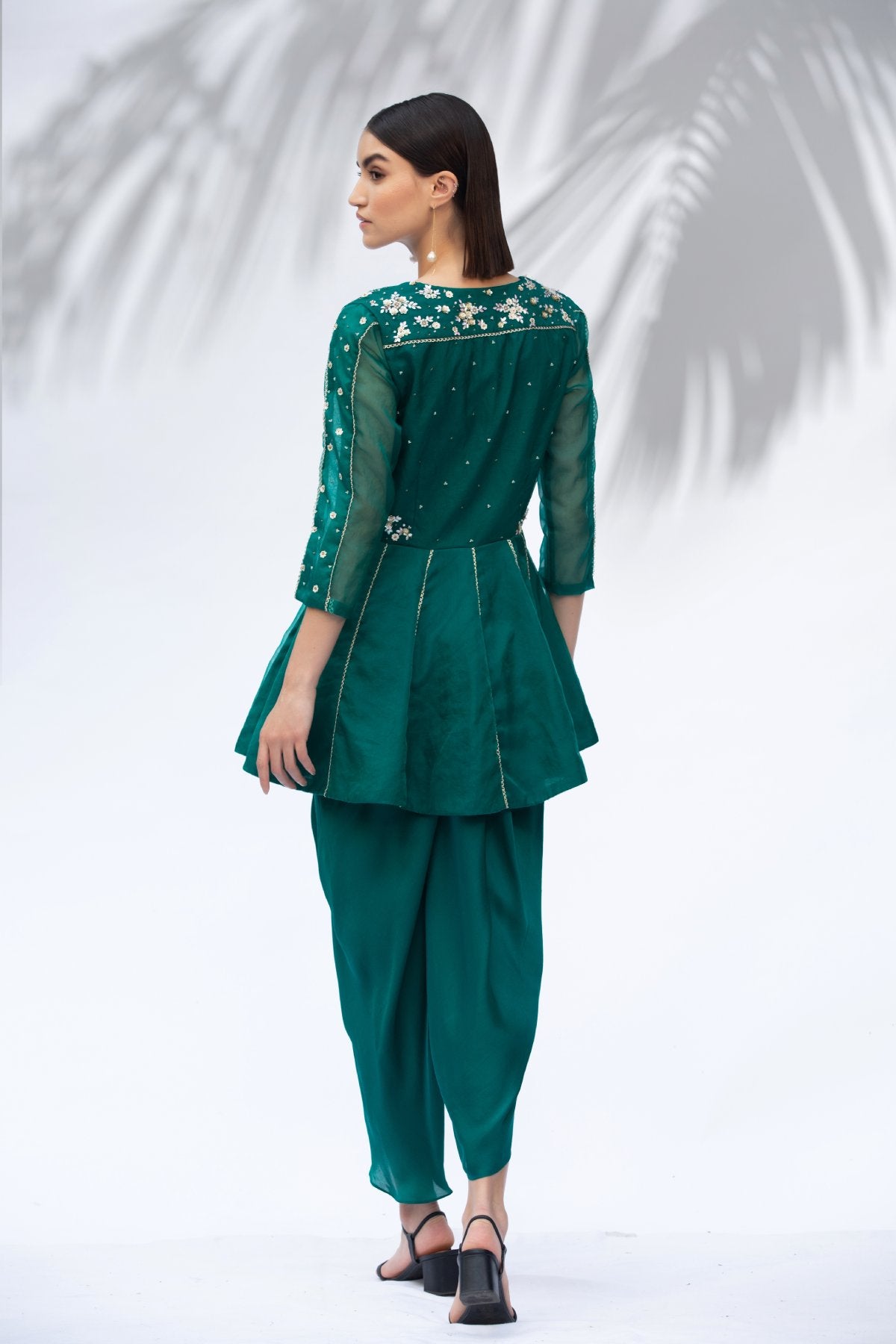 Green Asymmetrical Tunic Set