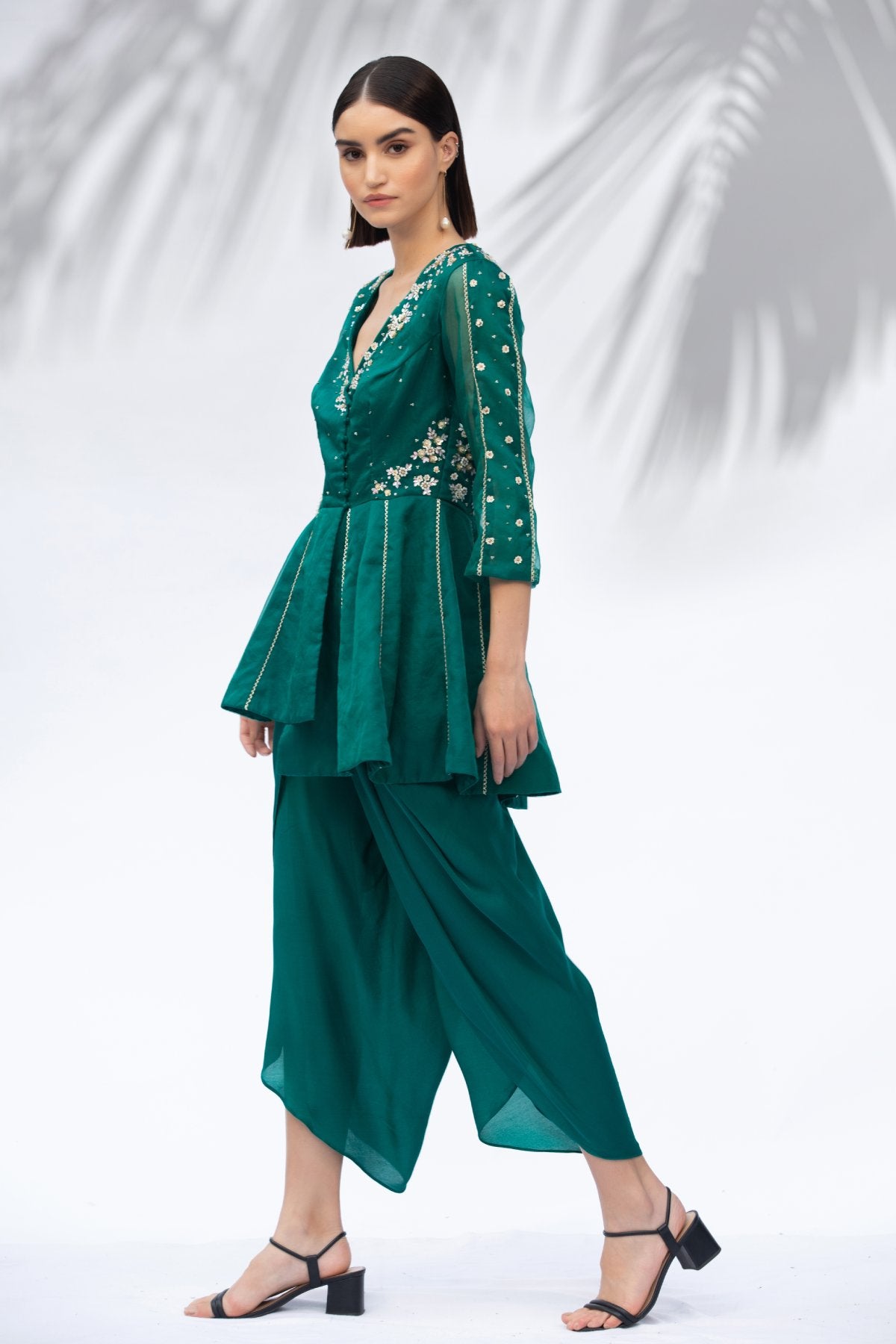 Green Asymmetrical Tunic Set