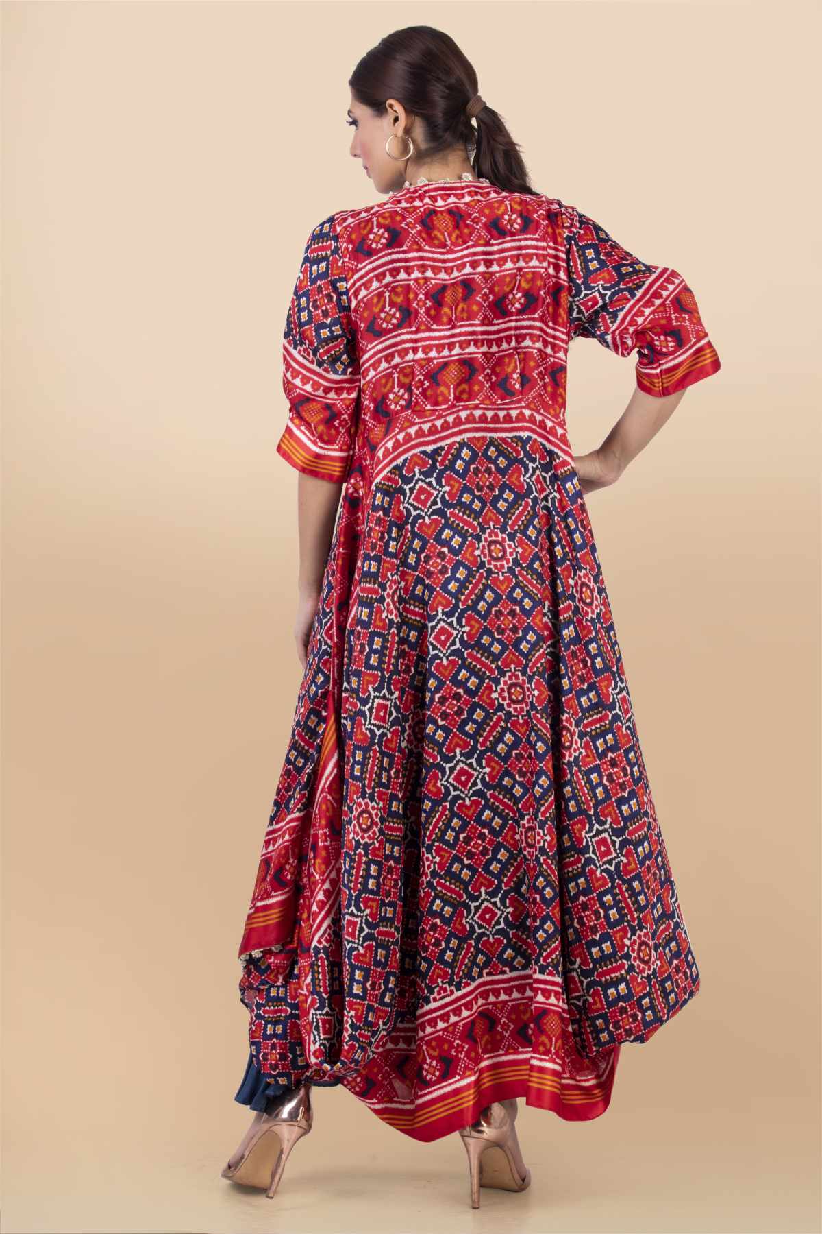 Blue Long Draped Dress & Jacket