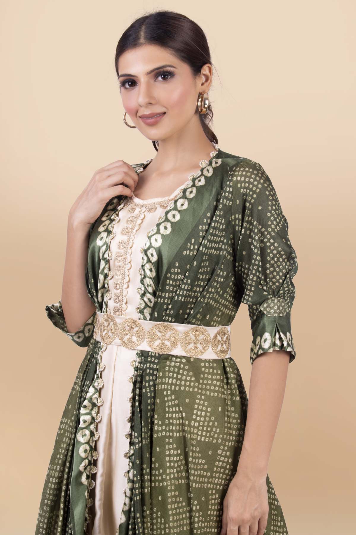 Bandhani Silk Jacket Set