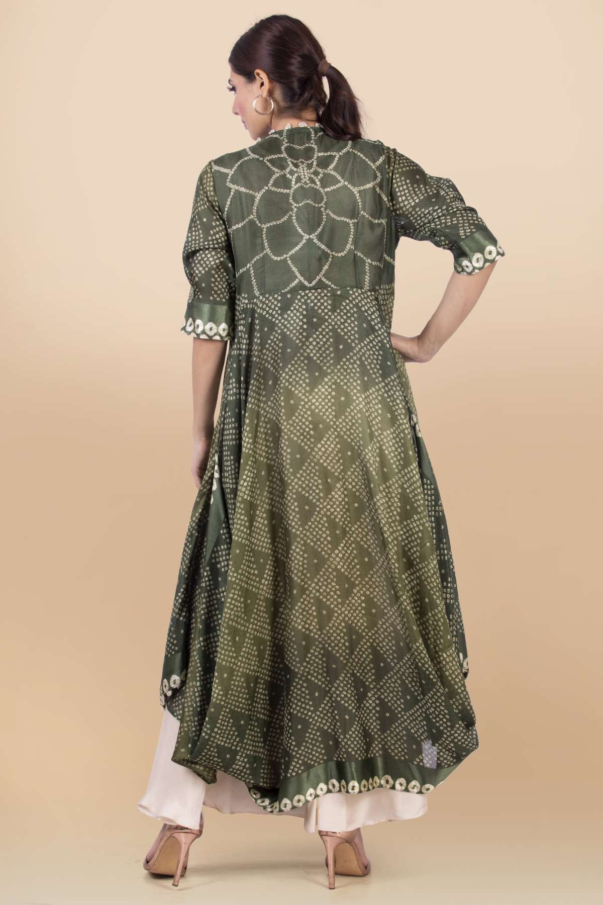 Bandhani Silk Jacket Set