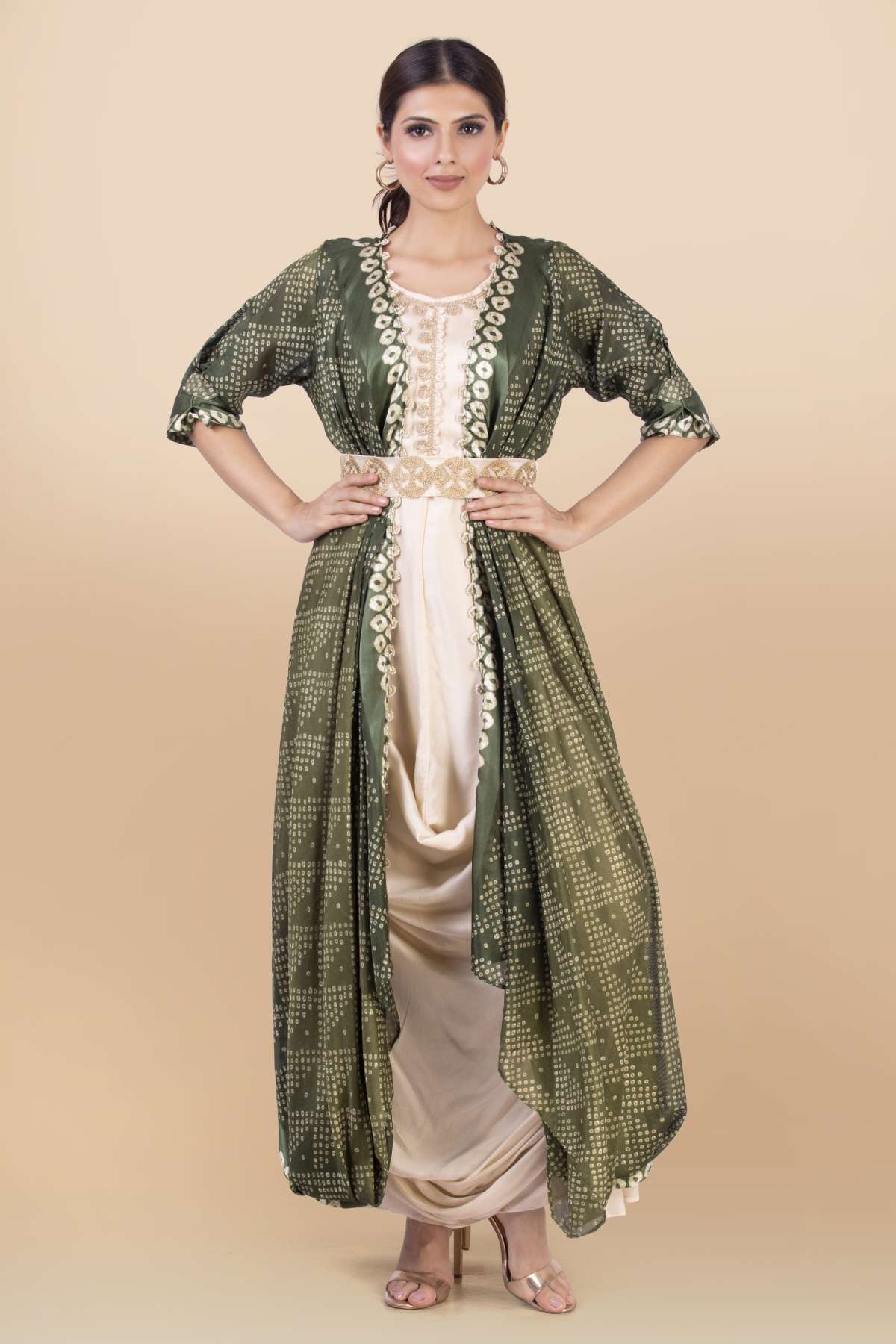 Buy Bandhani Silk Jacket Set for Women Online