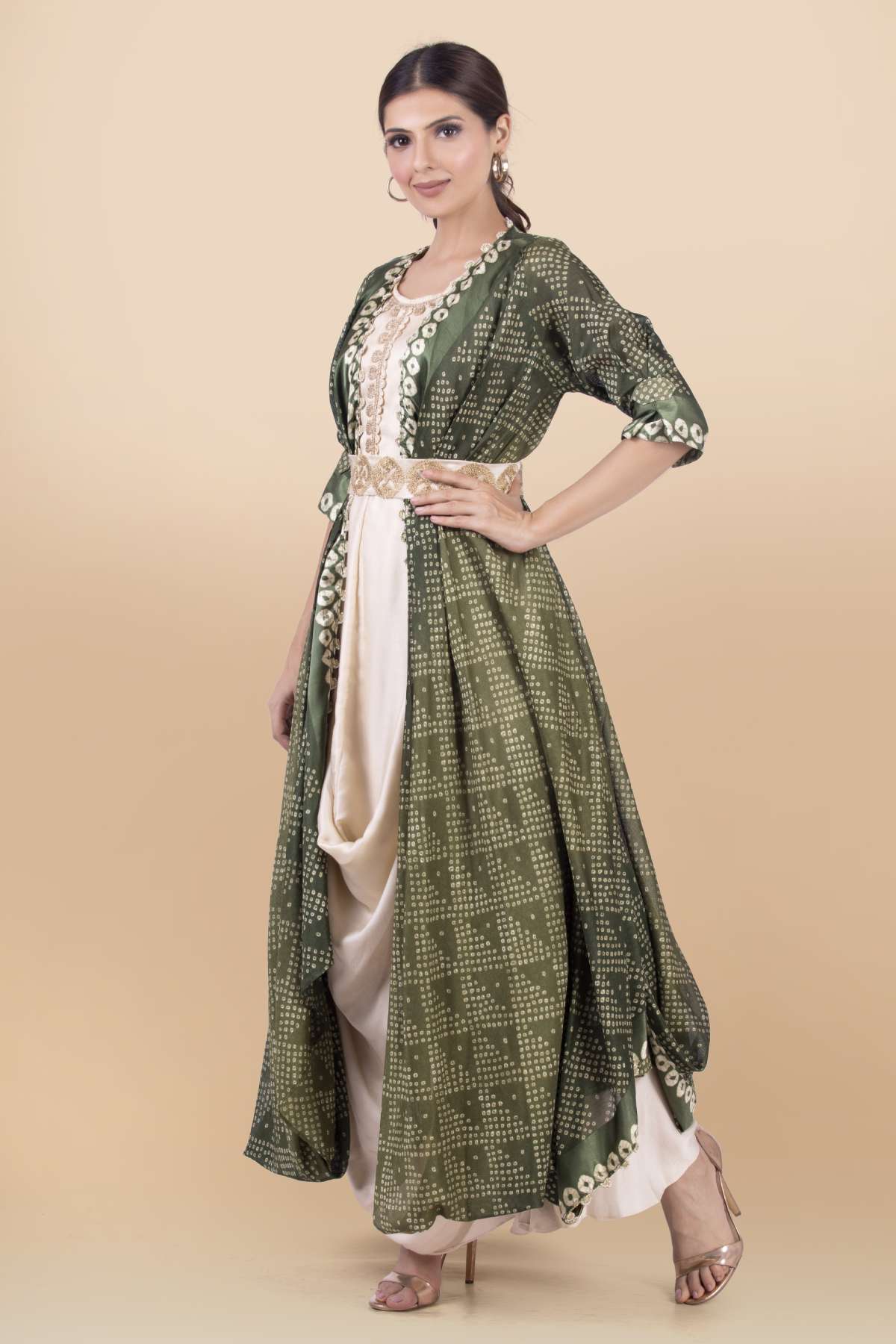 Bandhani Silk Jacket Set