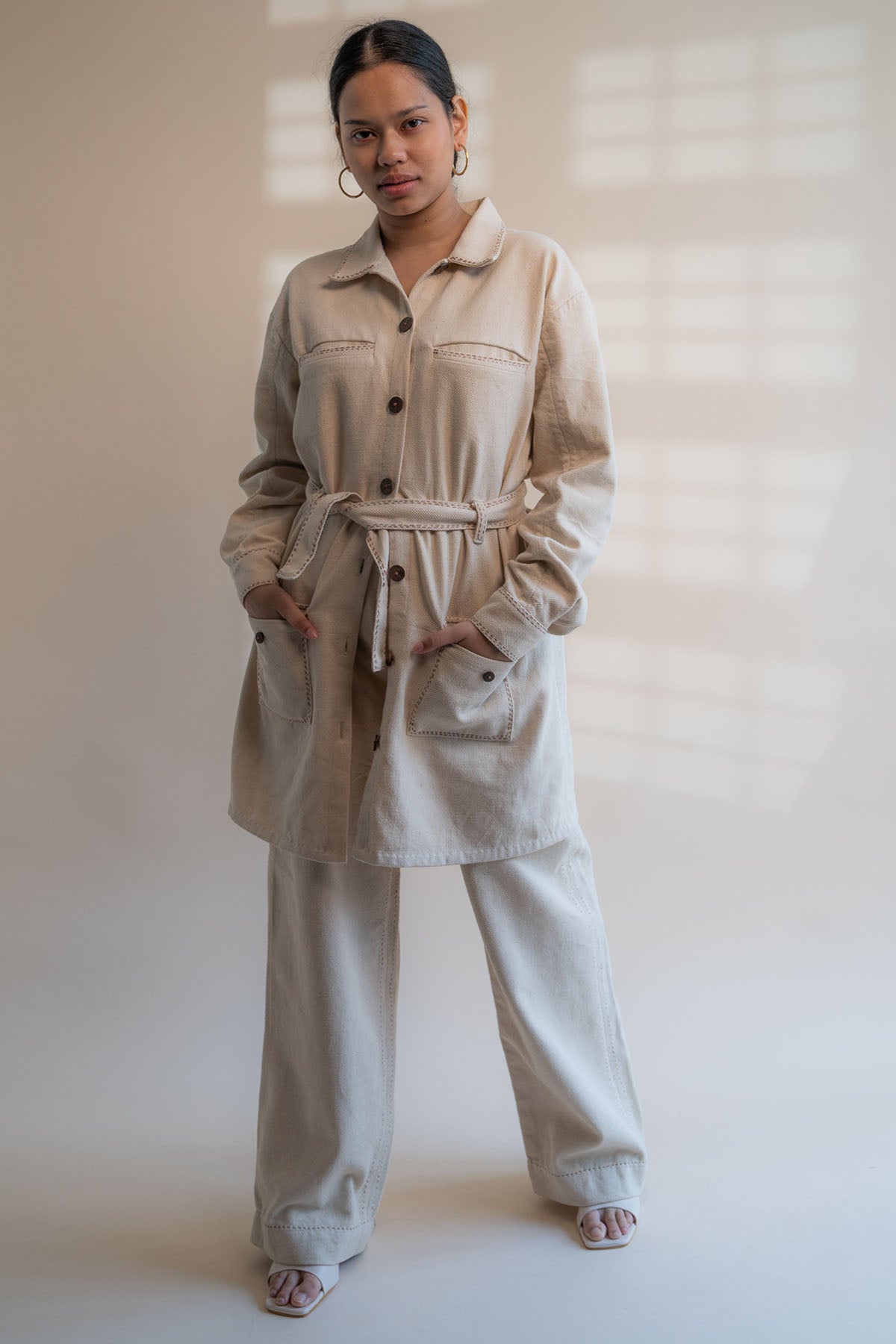 Belted Dress & Pants Set