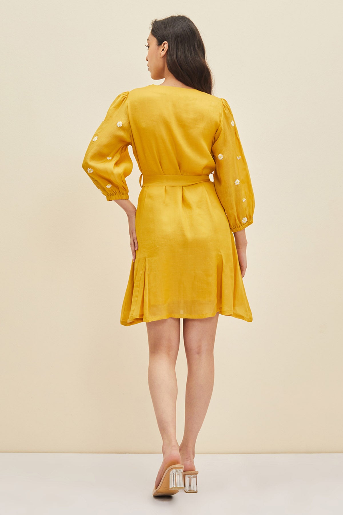 Belted Floral A-Line Dress