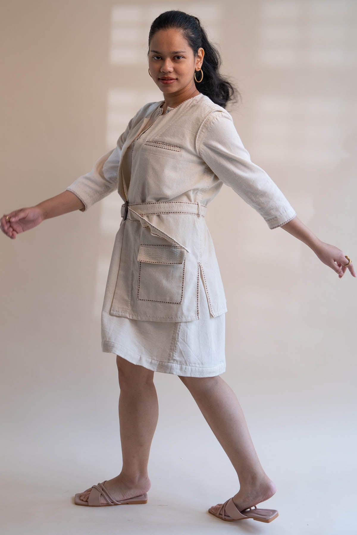 Kora Belted Kantha Jacket Vest