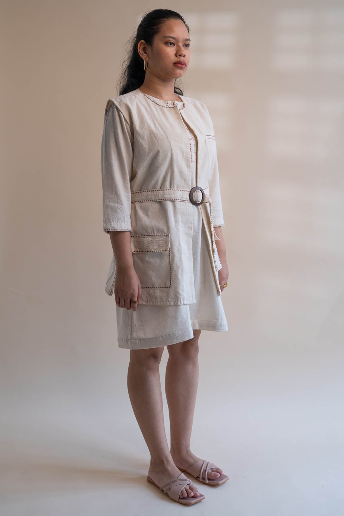 Kora Belted Kantha Jacket Vest