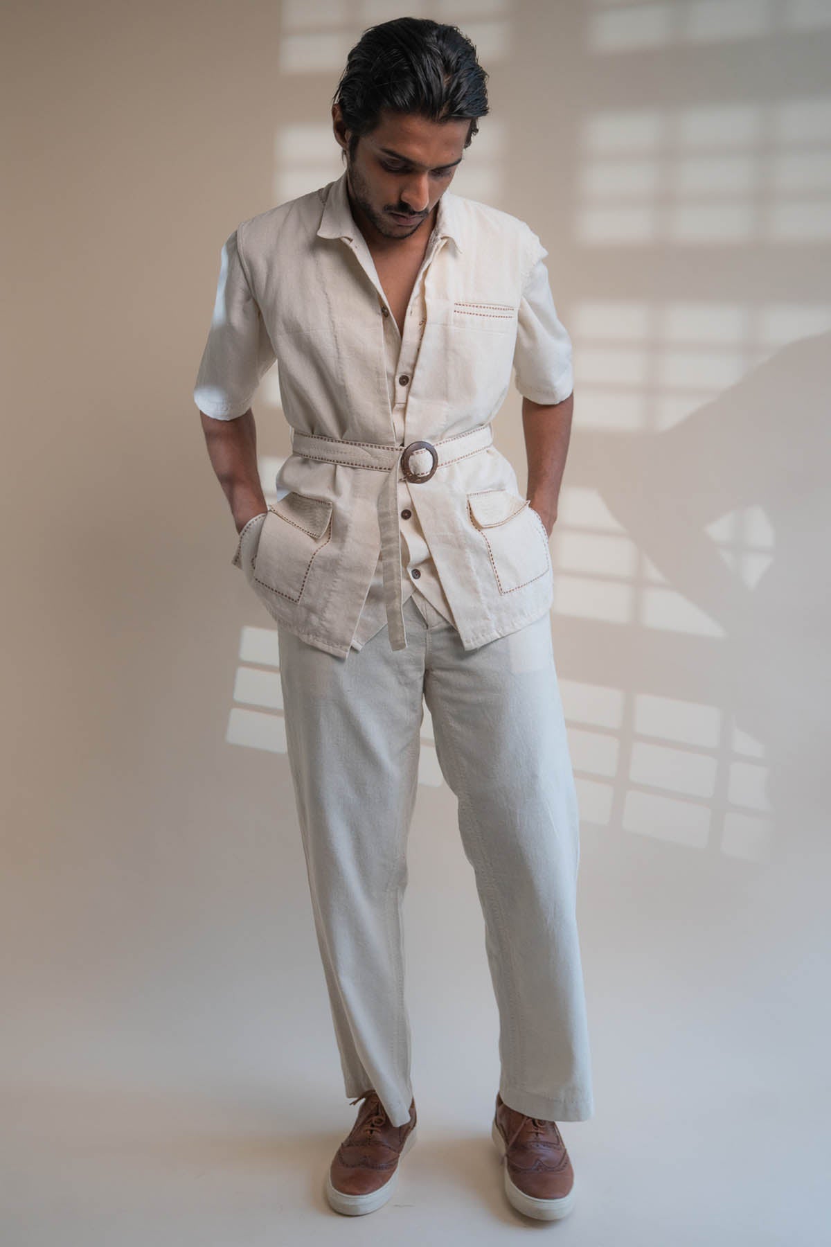 Buy Designer Belted Kantha Jacket Vest By Lafaani