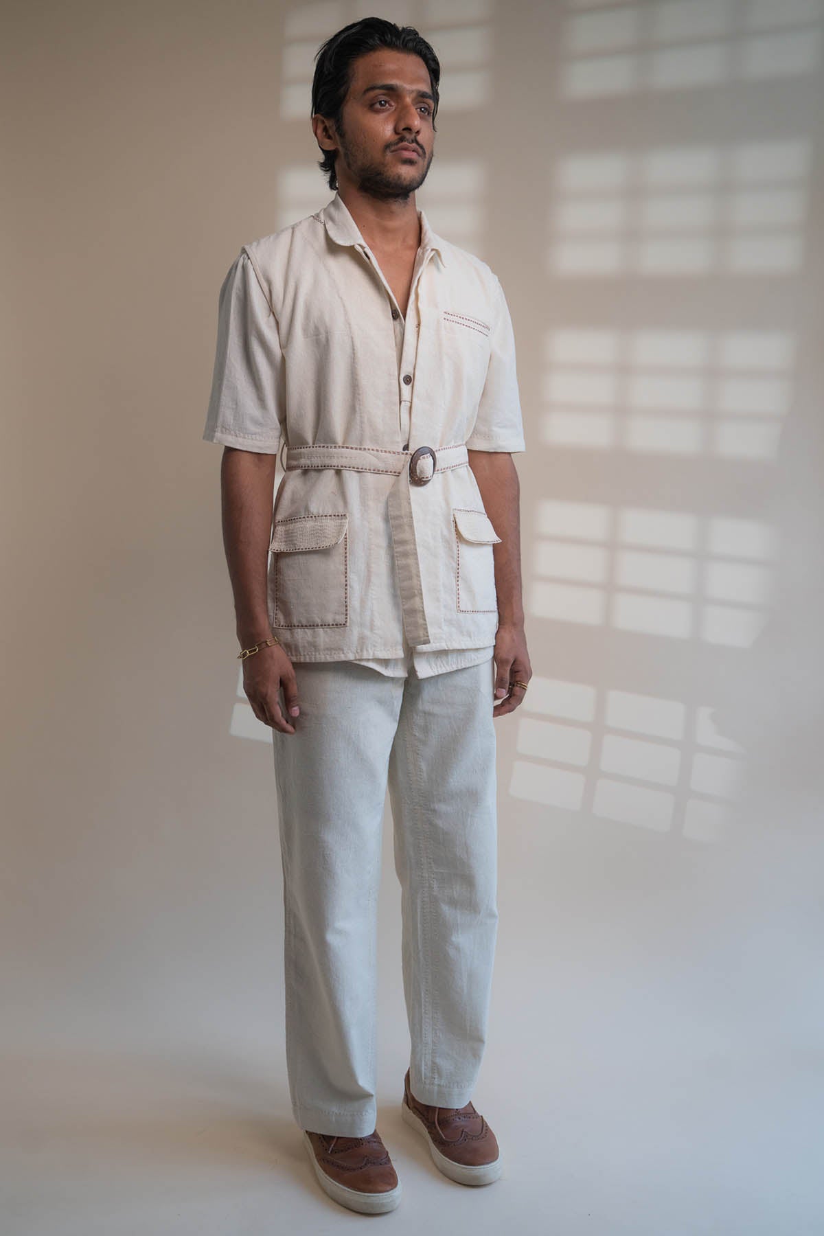 Cotton Belted Kantha Jacket Vest