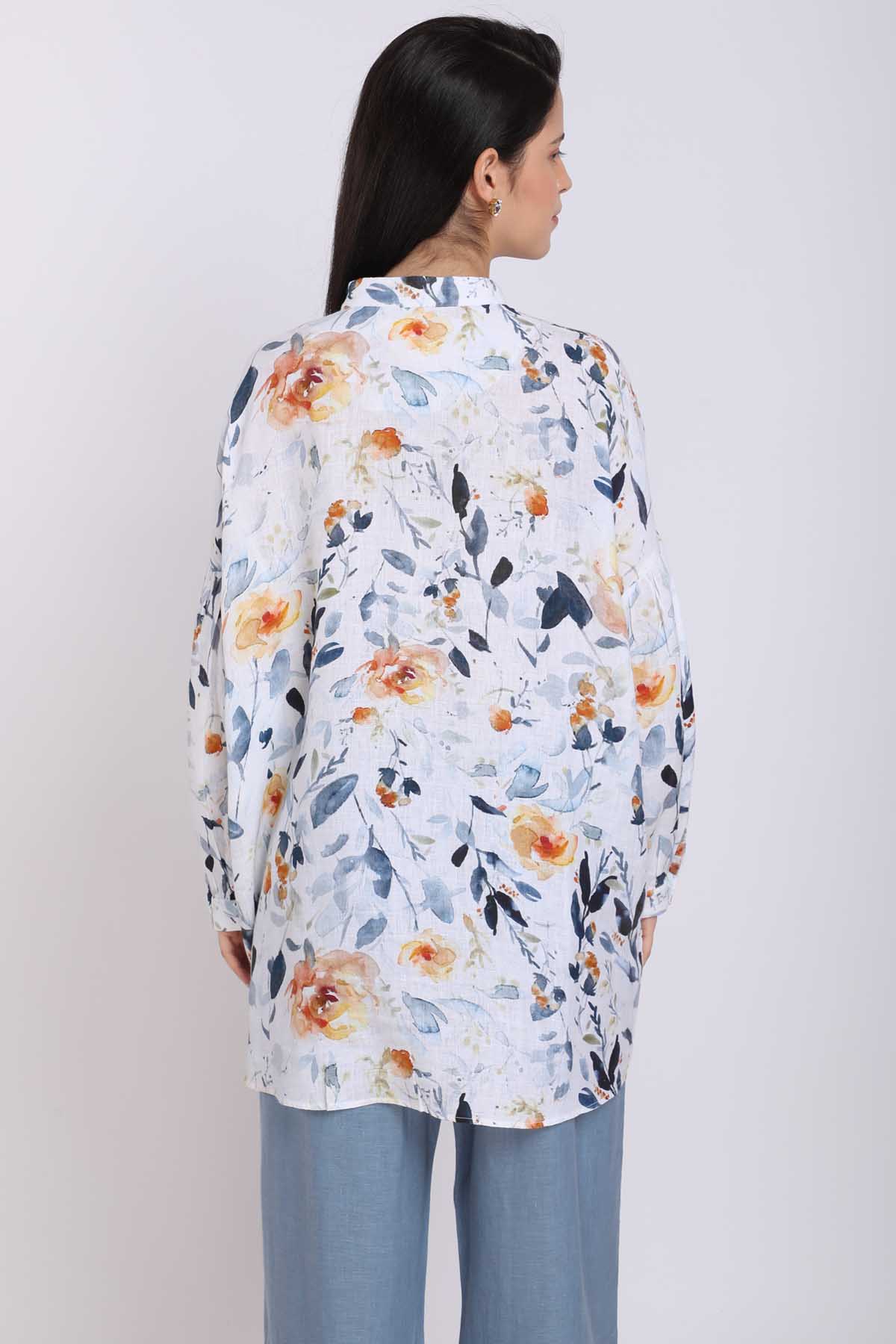 Bird Print Oversized Shirt
