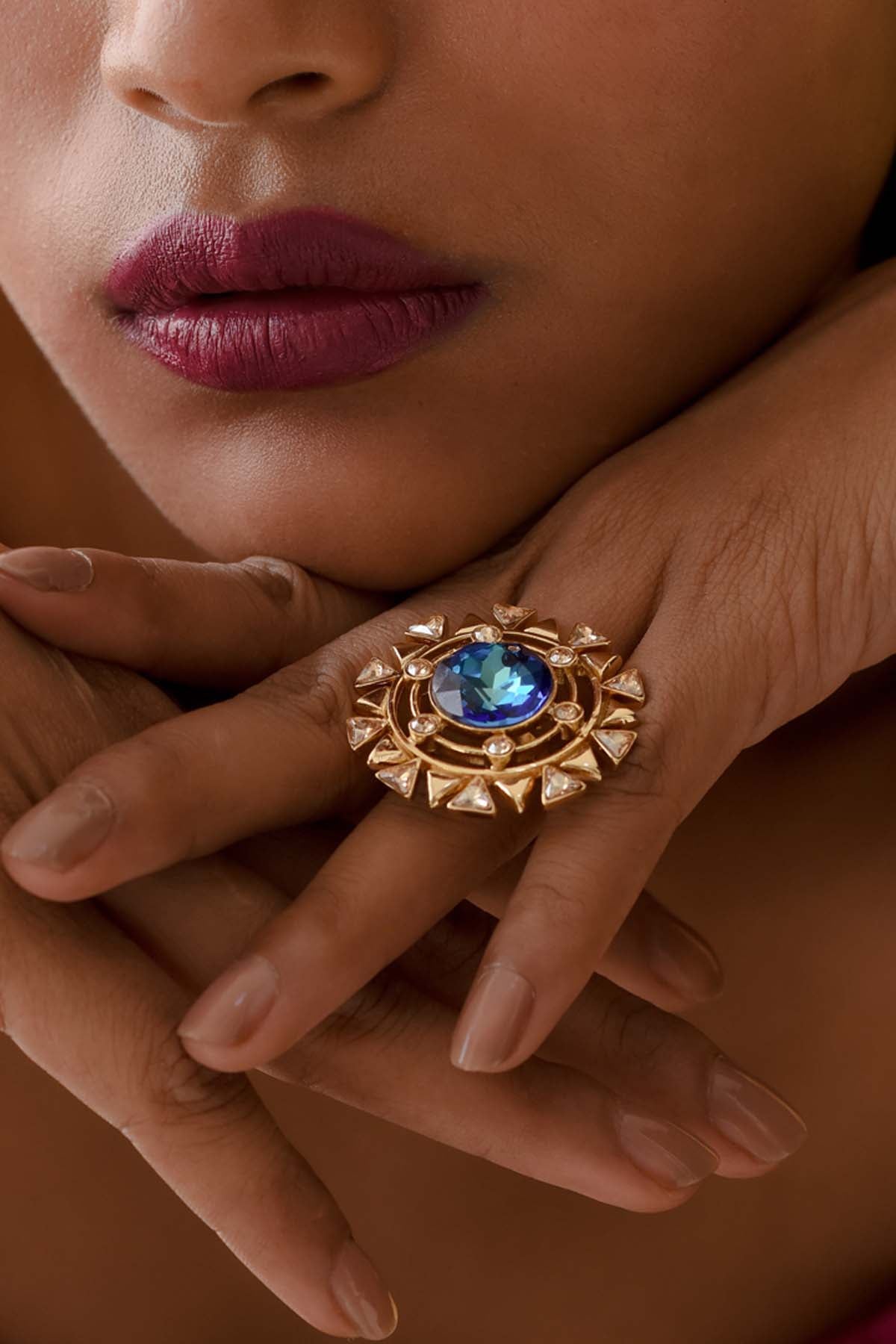 Blue Blooming Cocktail Ring