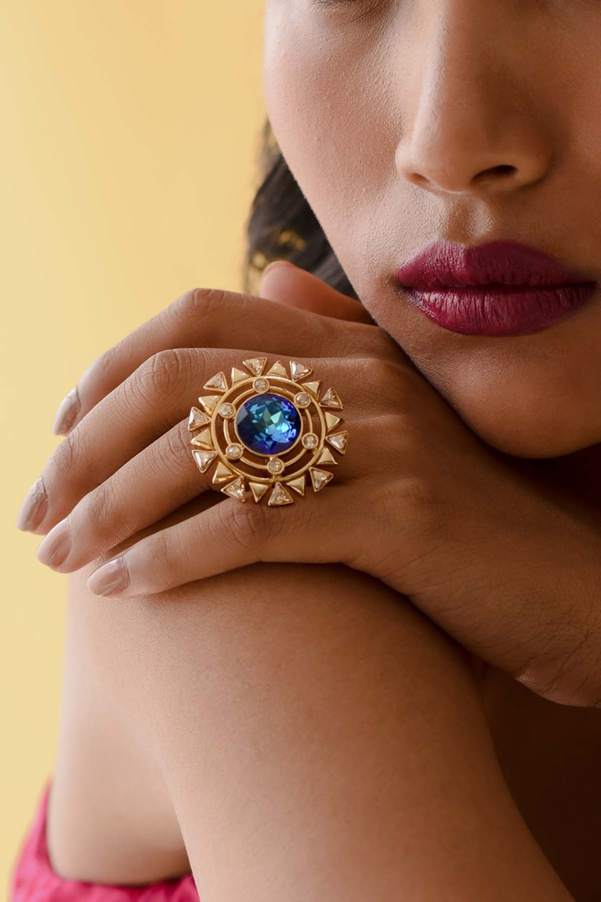 Blue Blooming Cocktail Ring