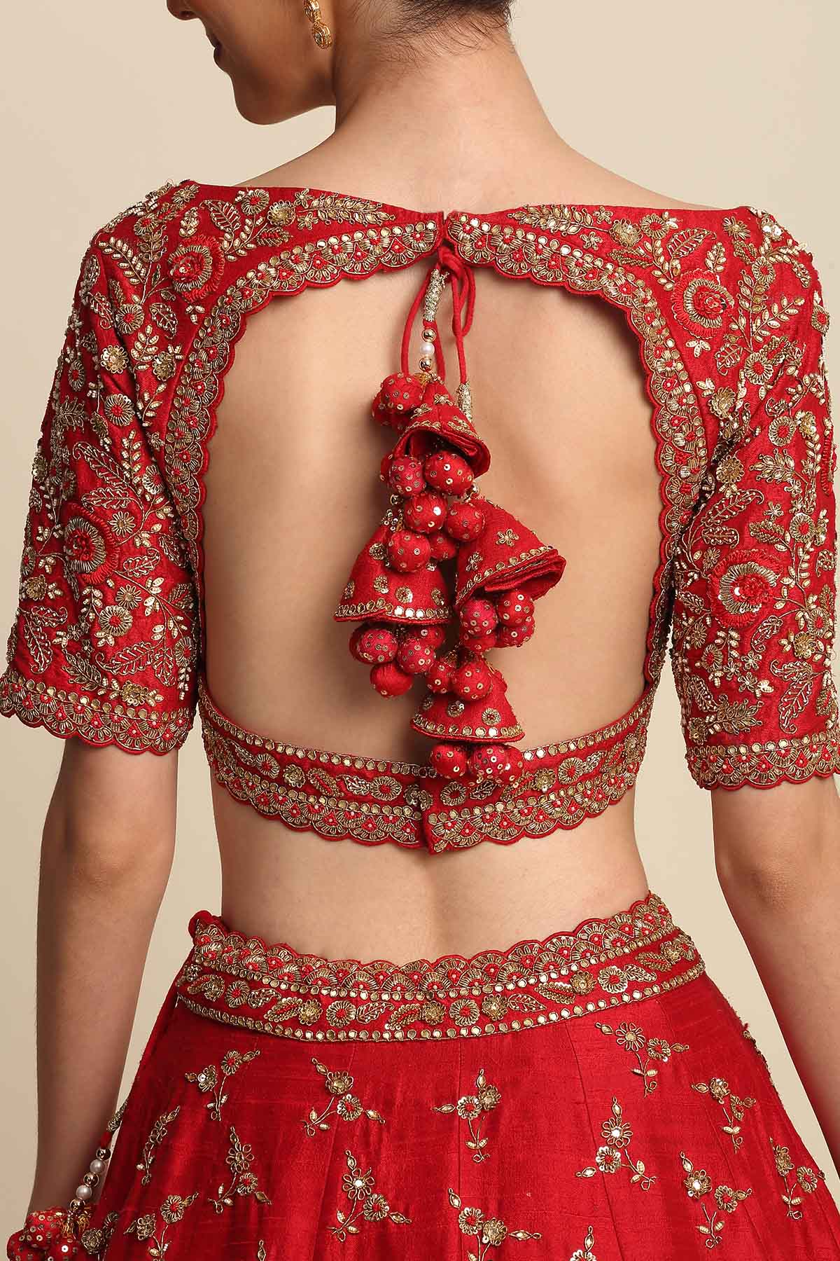 Red Bridal Dabka Lehenga Set