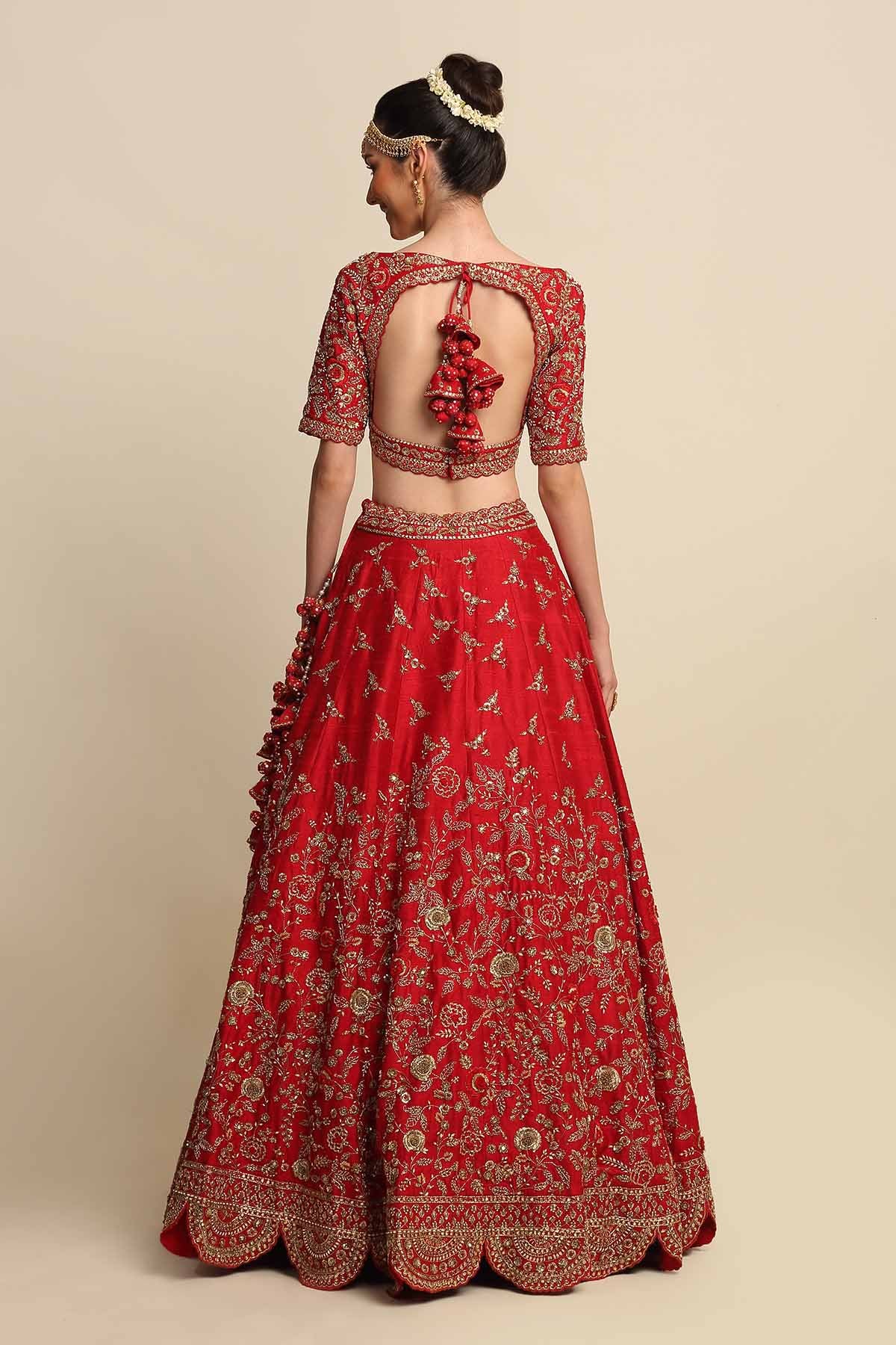 Red Bridal Dabka Lehenga Set