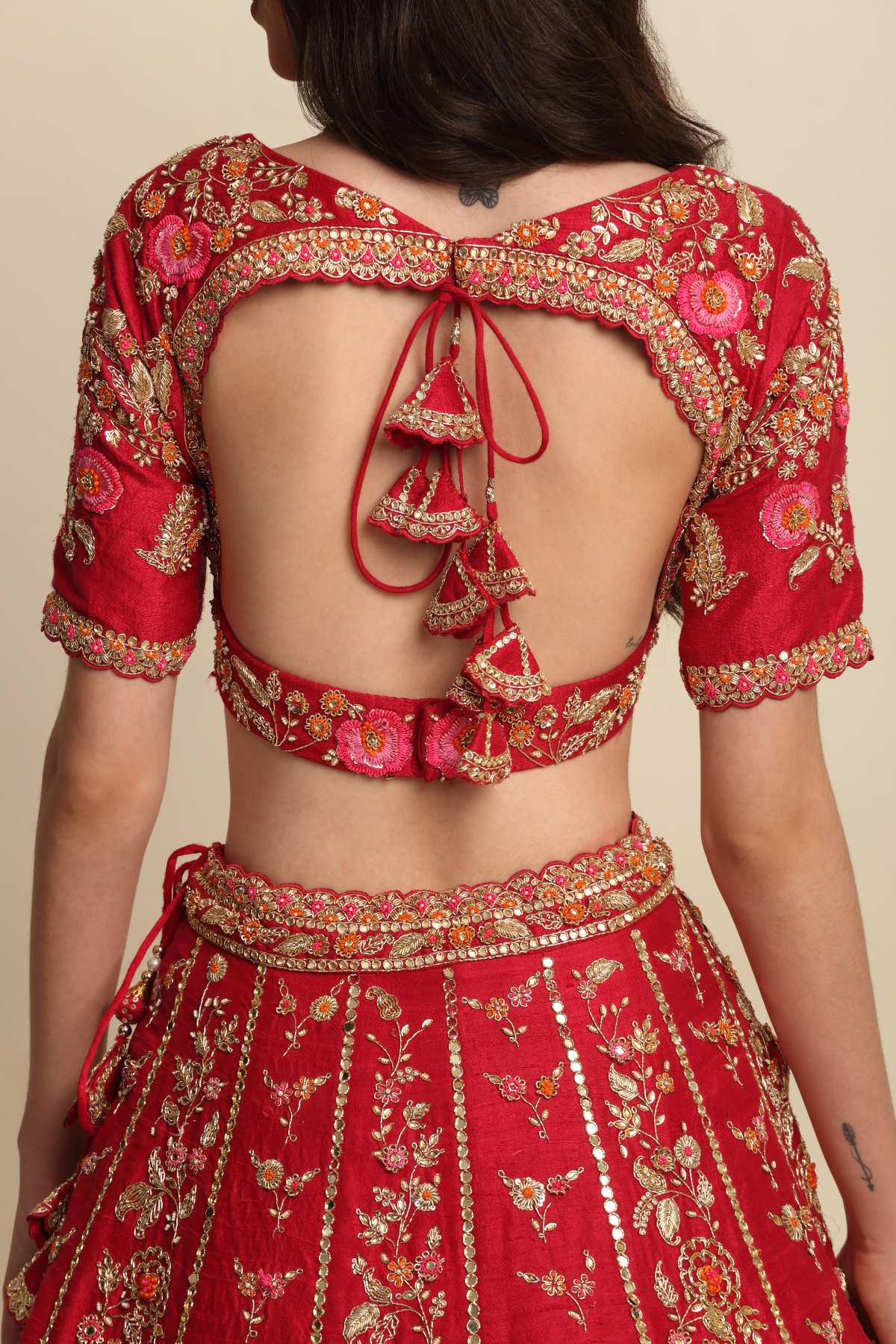 Maroon Raw Silk Lehenga Set
