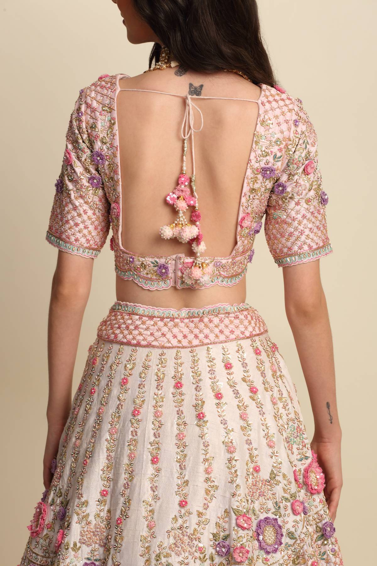Pink Bridal Zardosi Lehenga Set