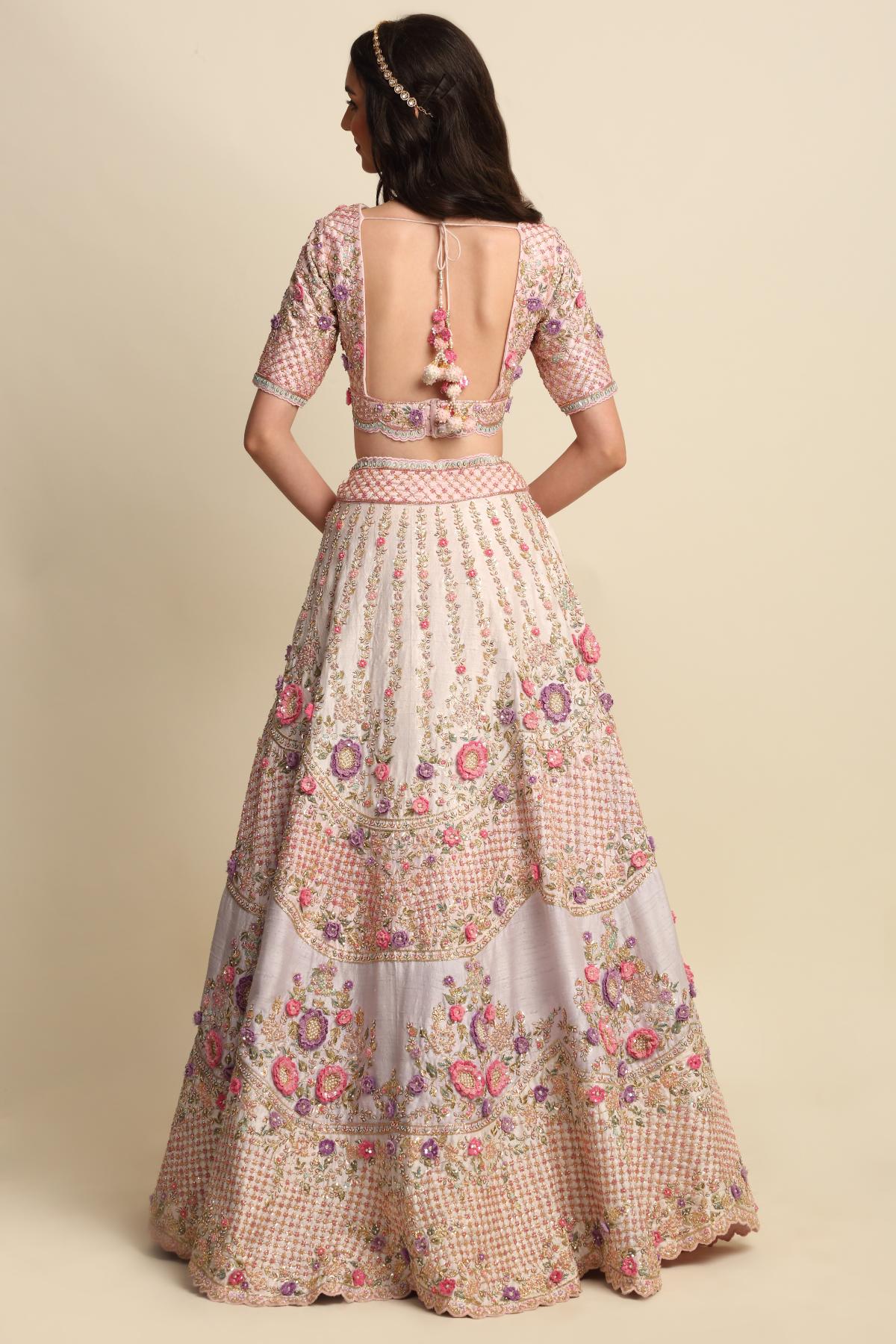 Pink Bridal Zardosi Lehenga Set