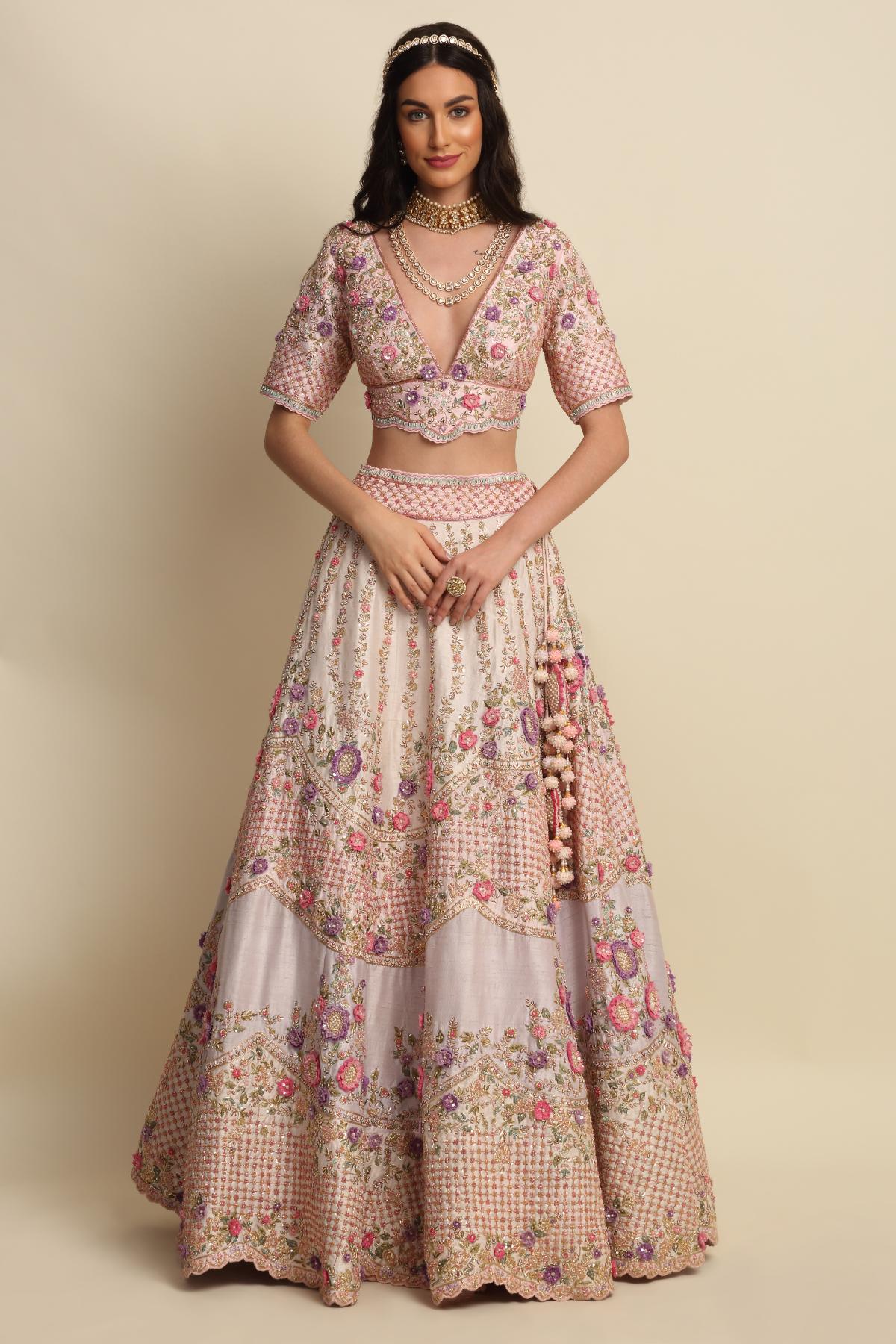 Pink Bridal Zardosi Lehenga Set