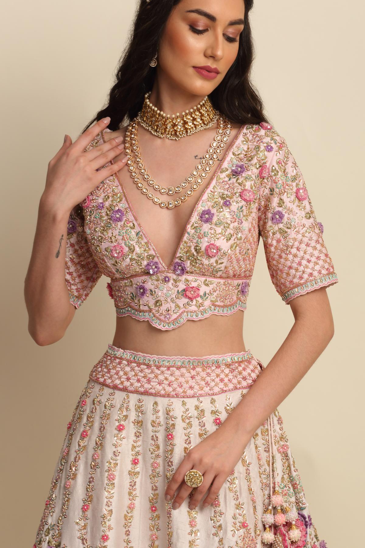 Pink Bridal Zardosi Lehenga Set