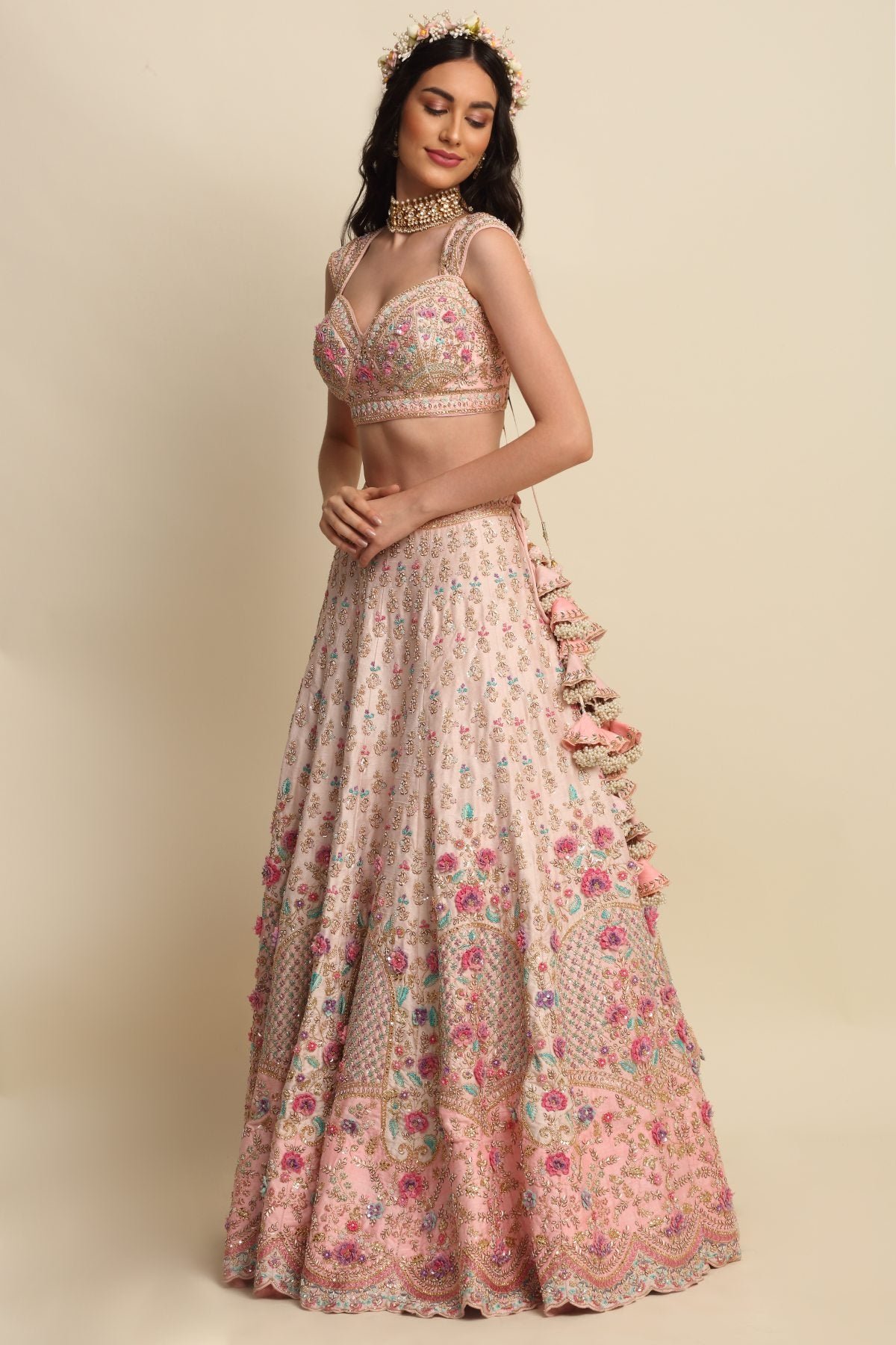 Blush Pink Raw Silk Lehenga Set