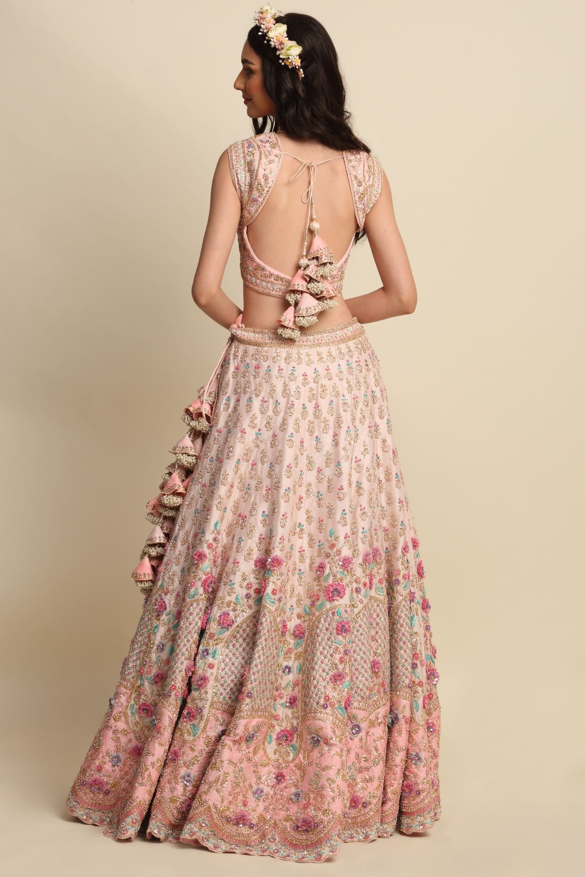 Blush Pink Raw Silk Lehenga Set