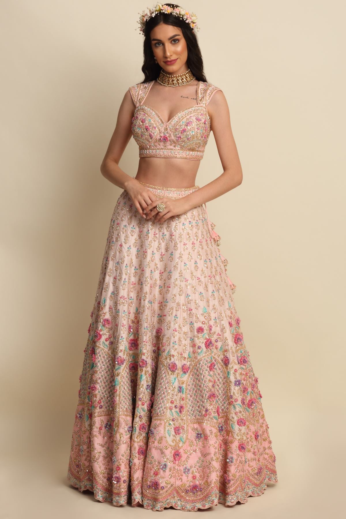 Blush Pink Raw Silk Lehenga Set