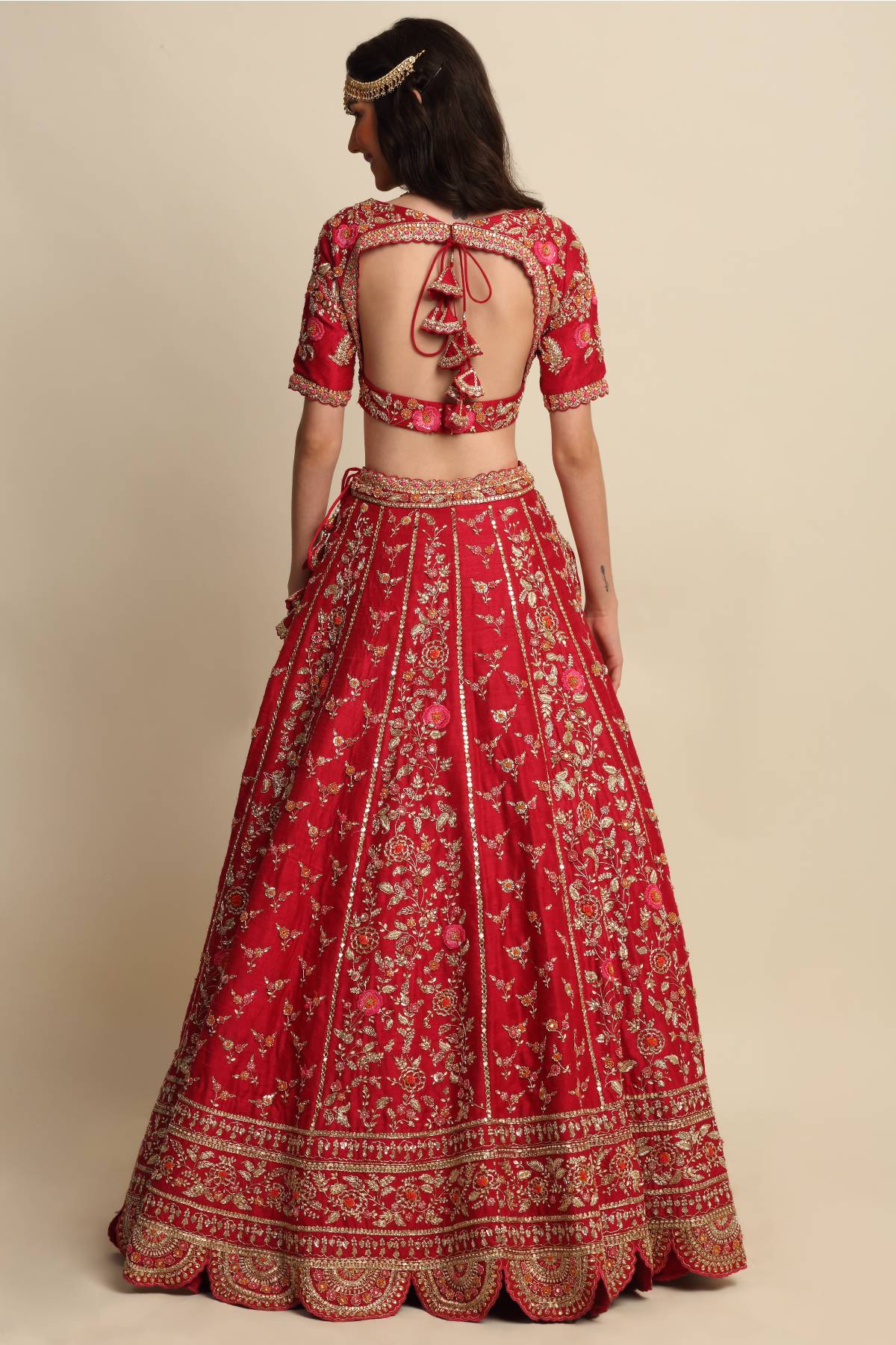 Maroon Raw Silk Lehenga Set