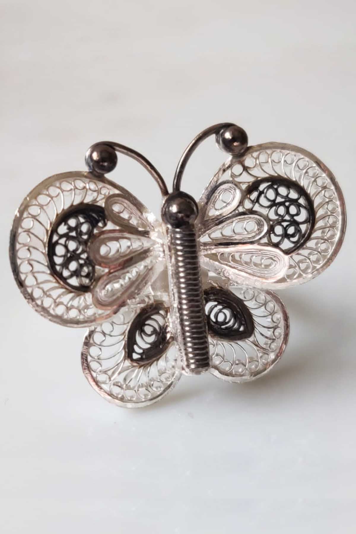 Silver Butterfly Cocktail Ring