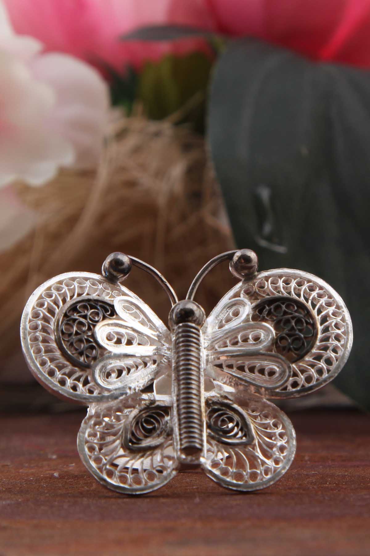 Silver Butterfly Cocktail Ring