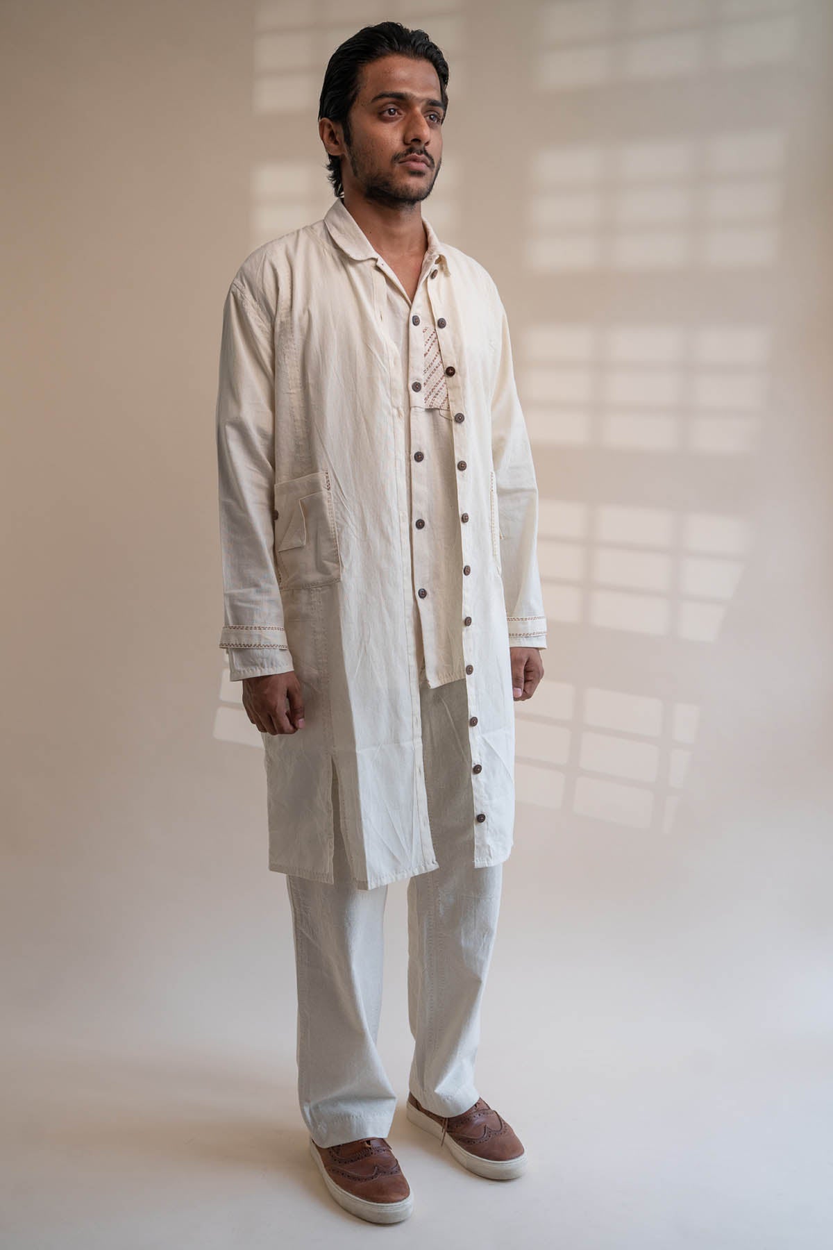 Kora Cotton Overlay Long Jacket