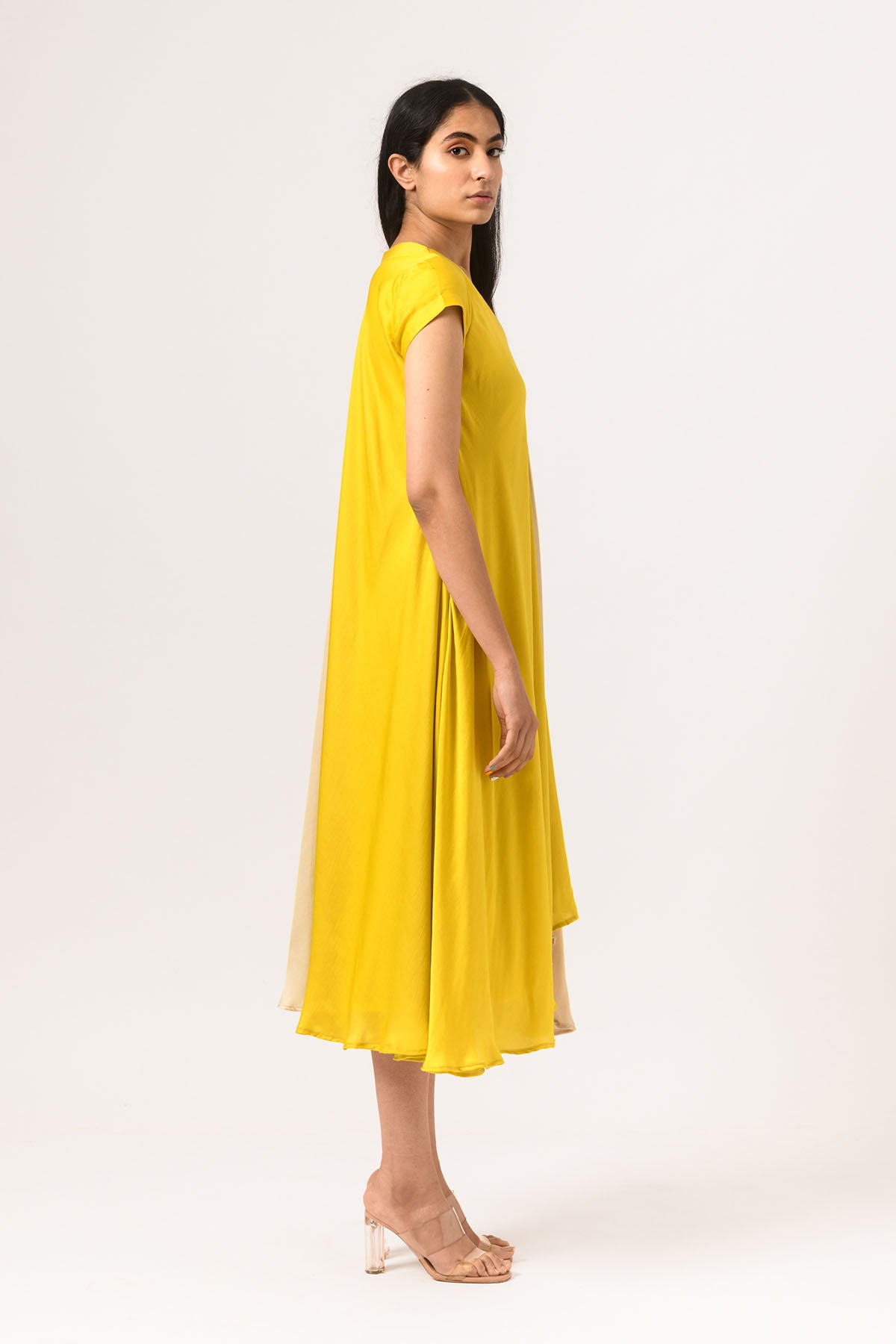 Cap Sleeves Drape Dress