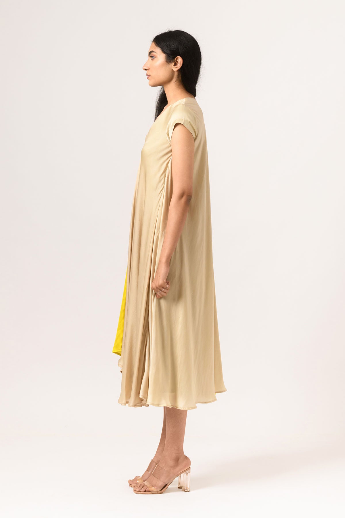 Cap Sleeves Drape Dress