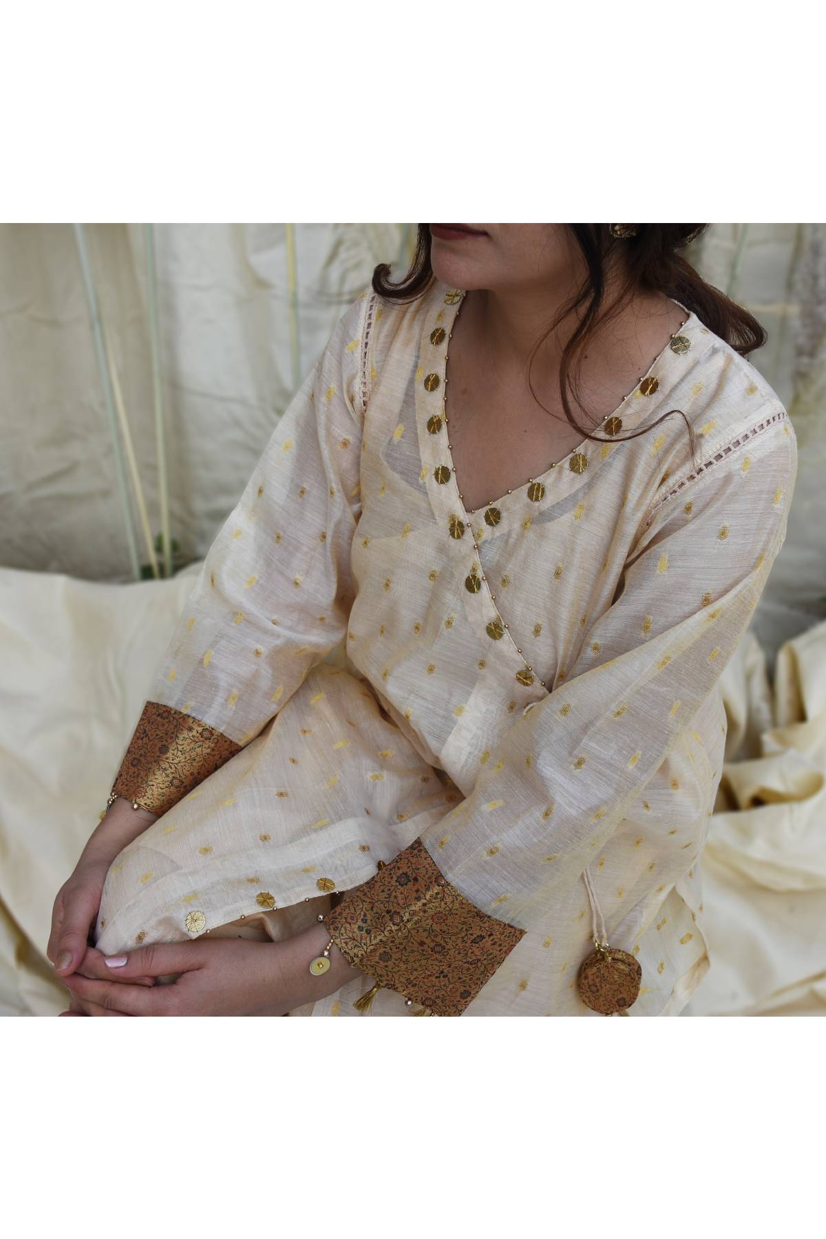 Zari Work Angrakha Kurta & Pants