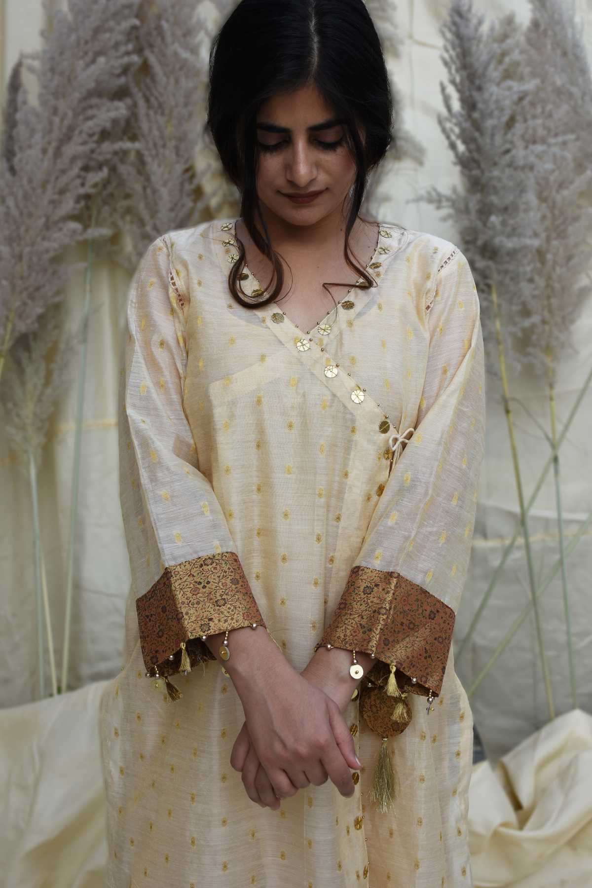 Zari Work Angrakha Kurta & Pants