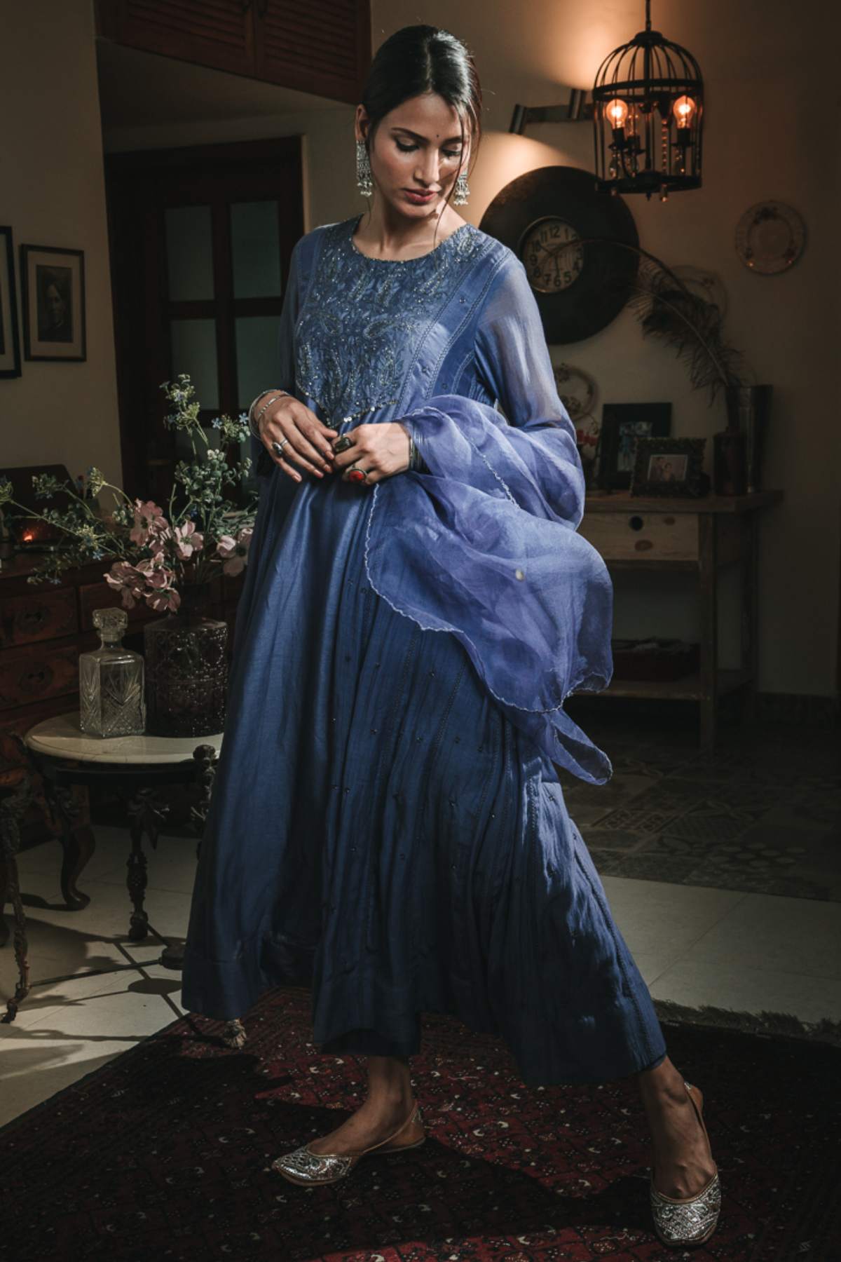 Blue Ari Zardosi Work Kurta Set