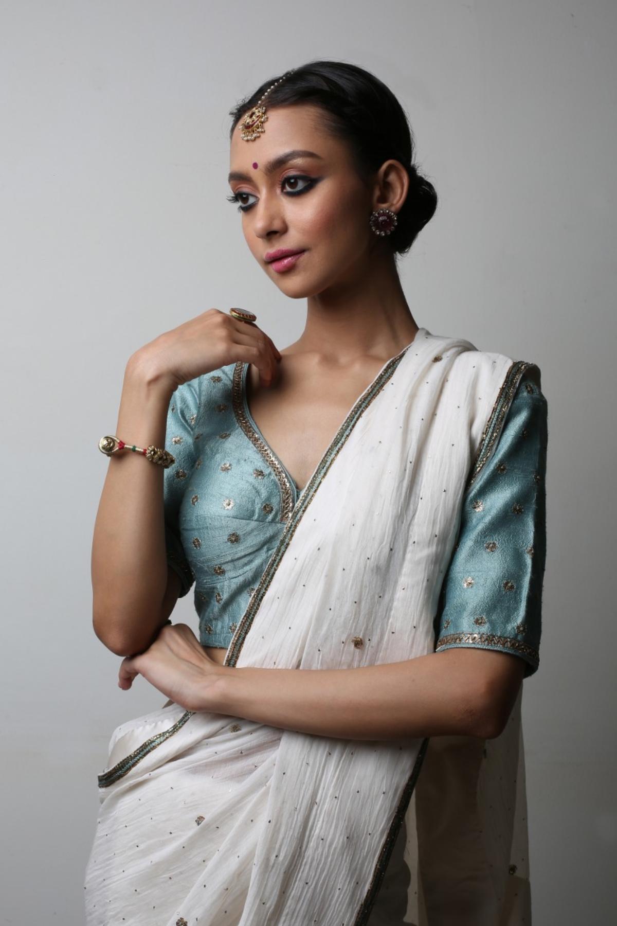 Chanderi Aari Saree & Blouse