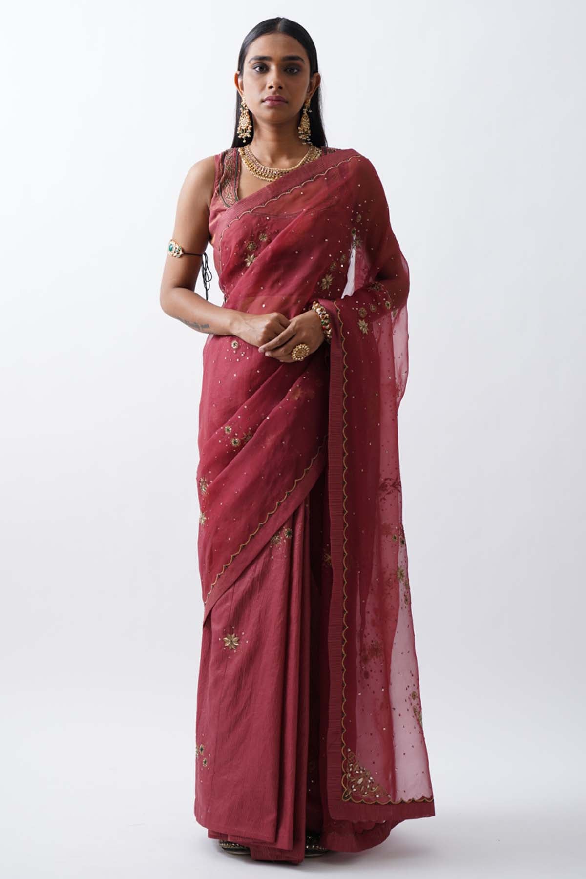 Chanderi Ari Zardosi Saree
