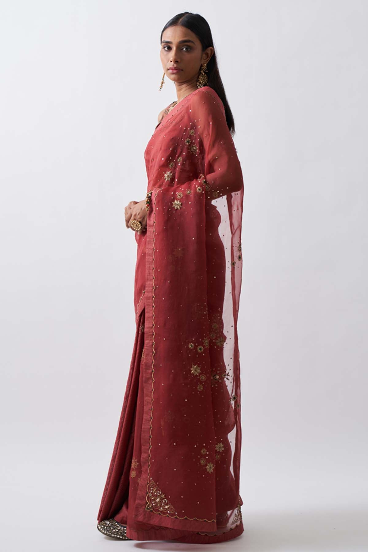 Chanderi Ari Zardosi Saree