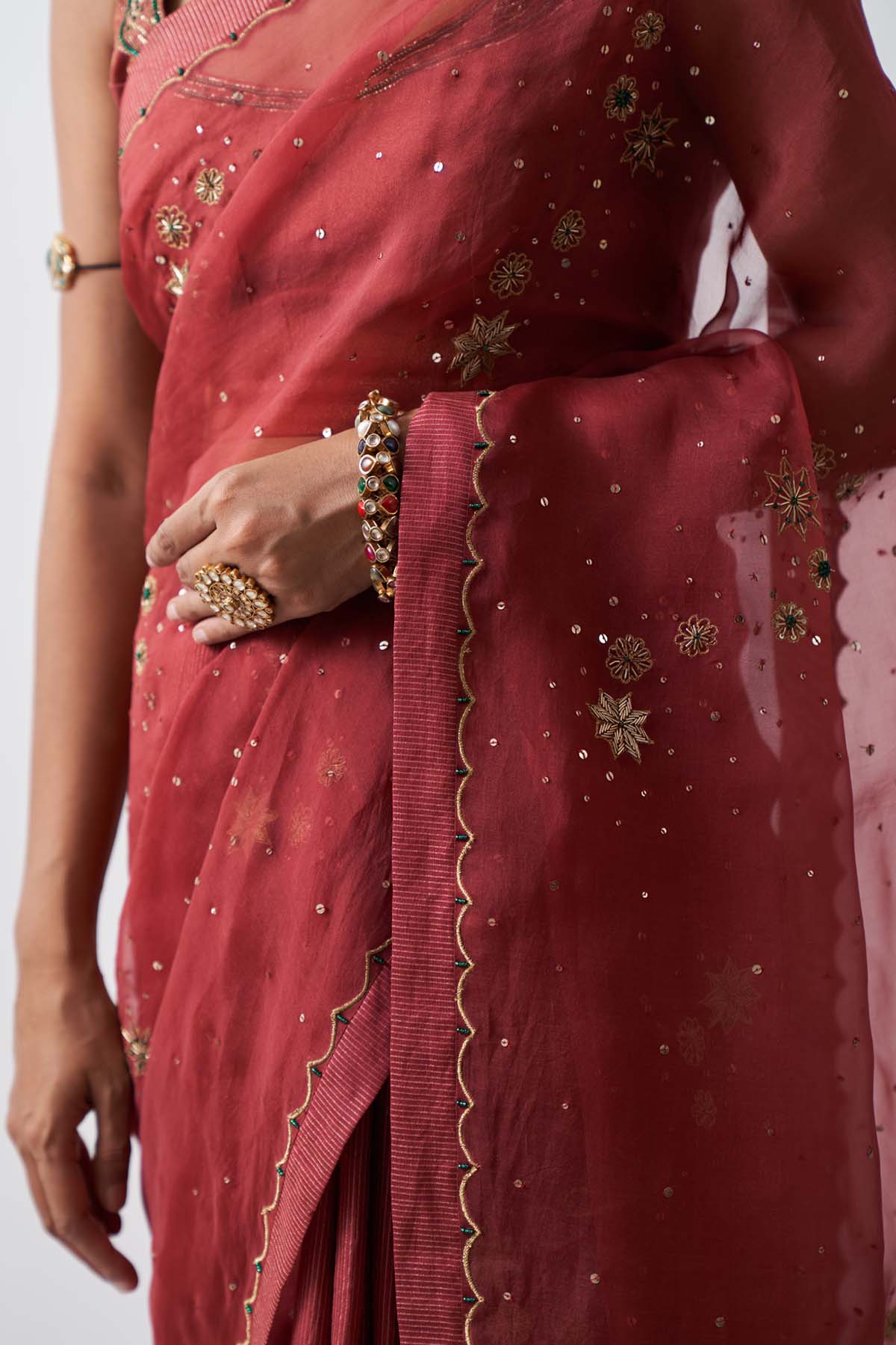 Chanderi Ari Zardosi Saree