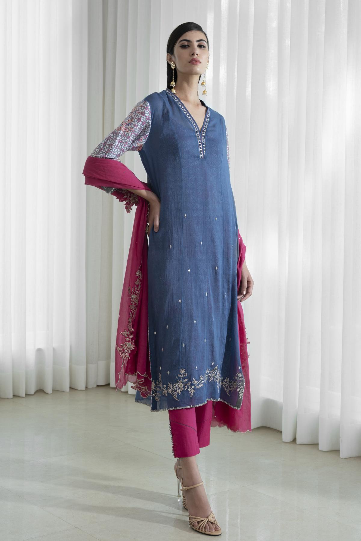 Indigo Blue Cutwork Kurta Set