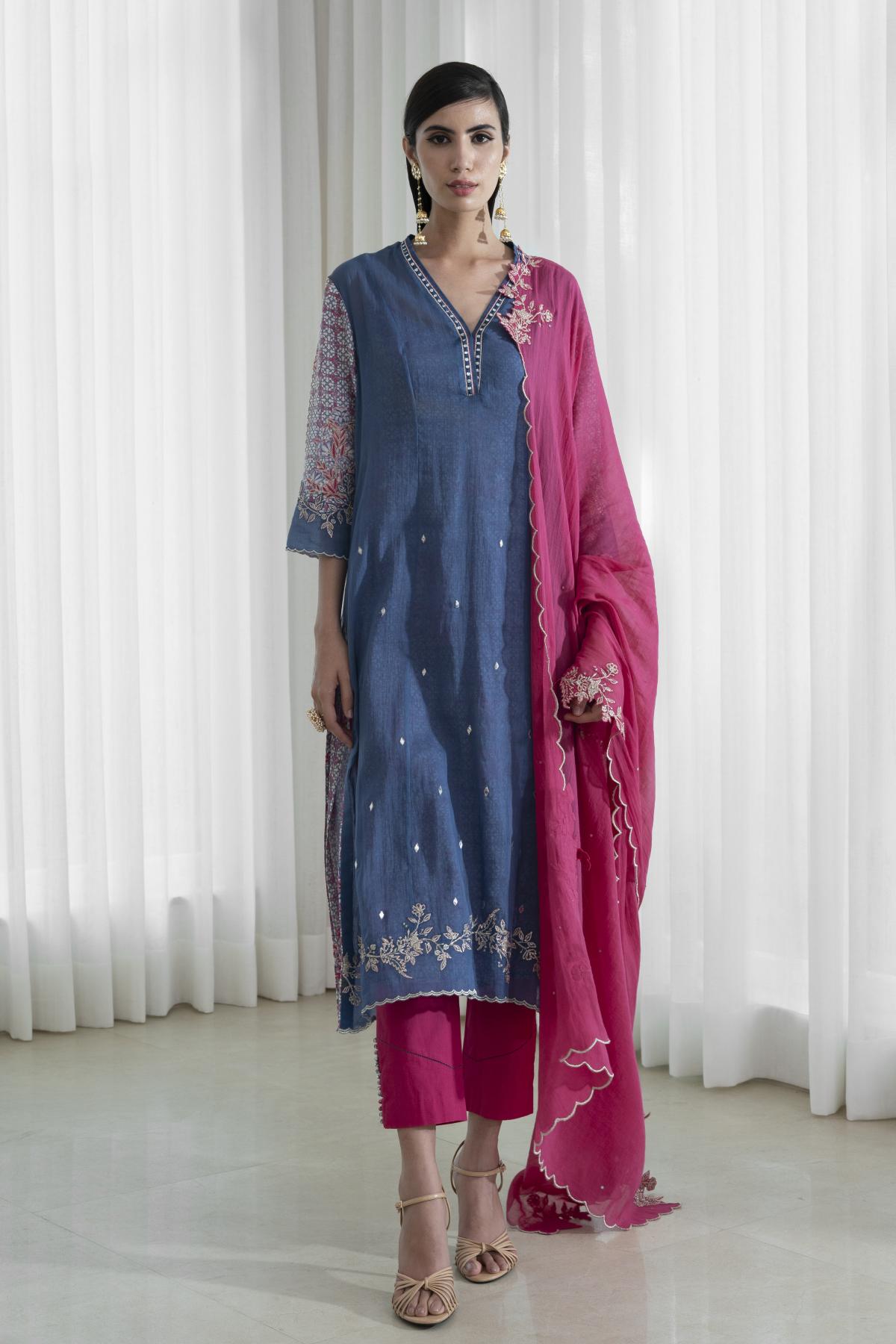 Indigo Blue Cutwork Kurta Set