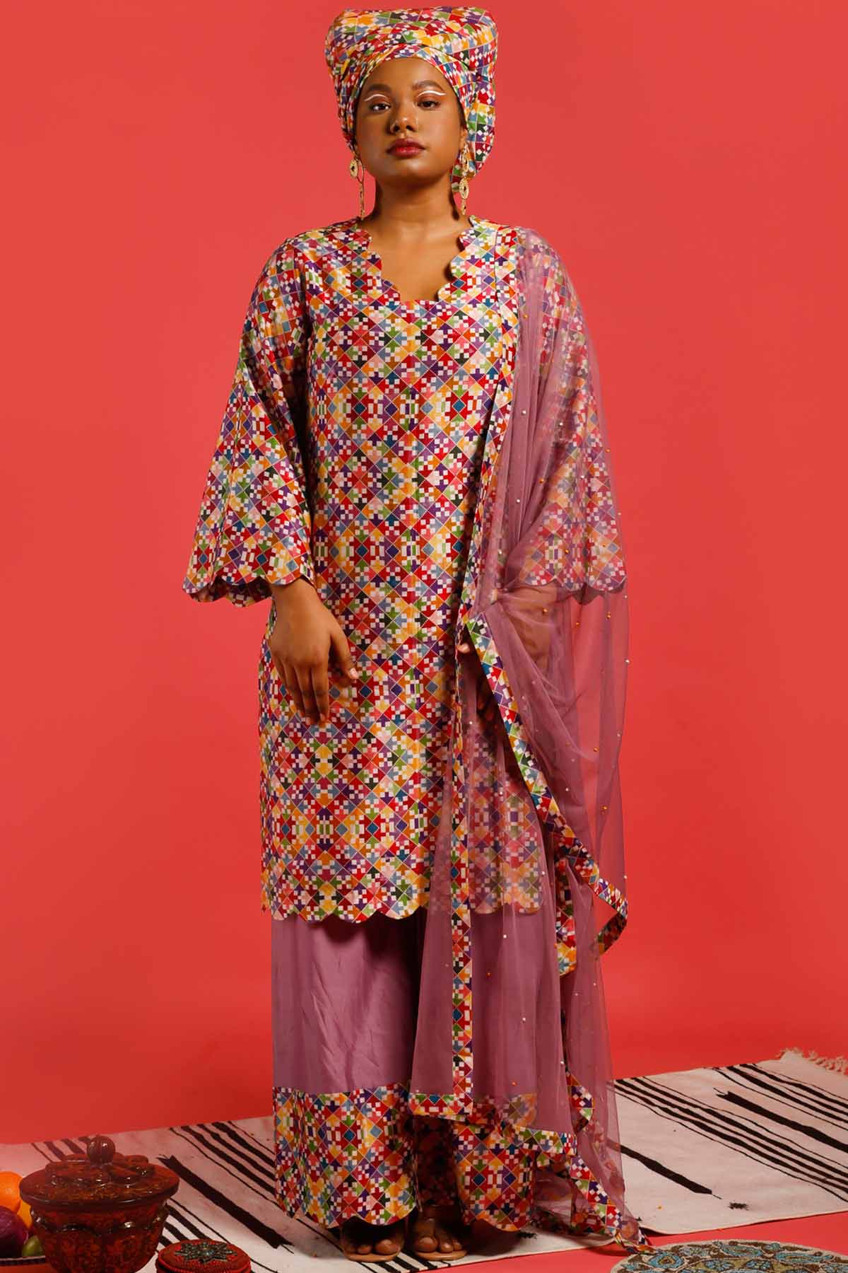 Multicolor Printed Kurta Set