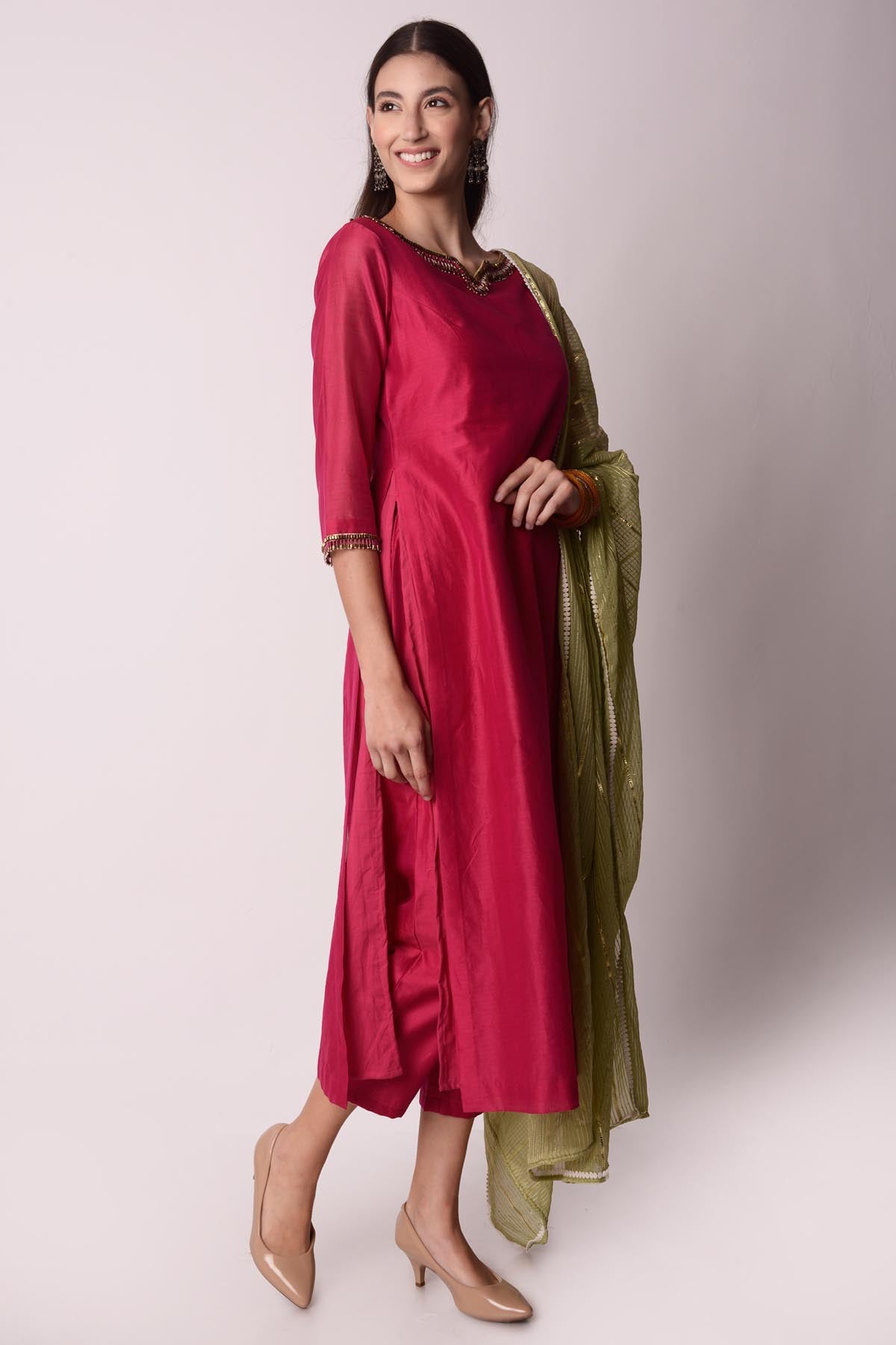 Chanderi Straight Kurta Set