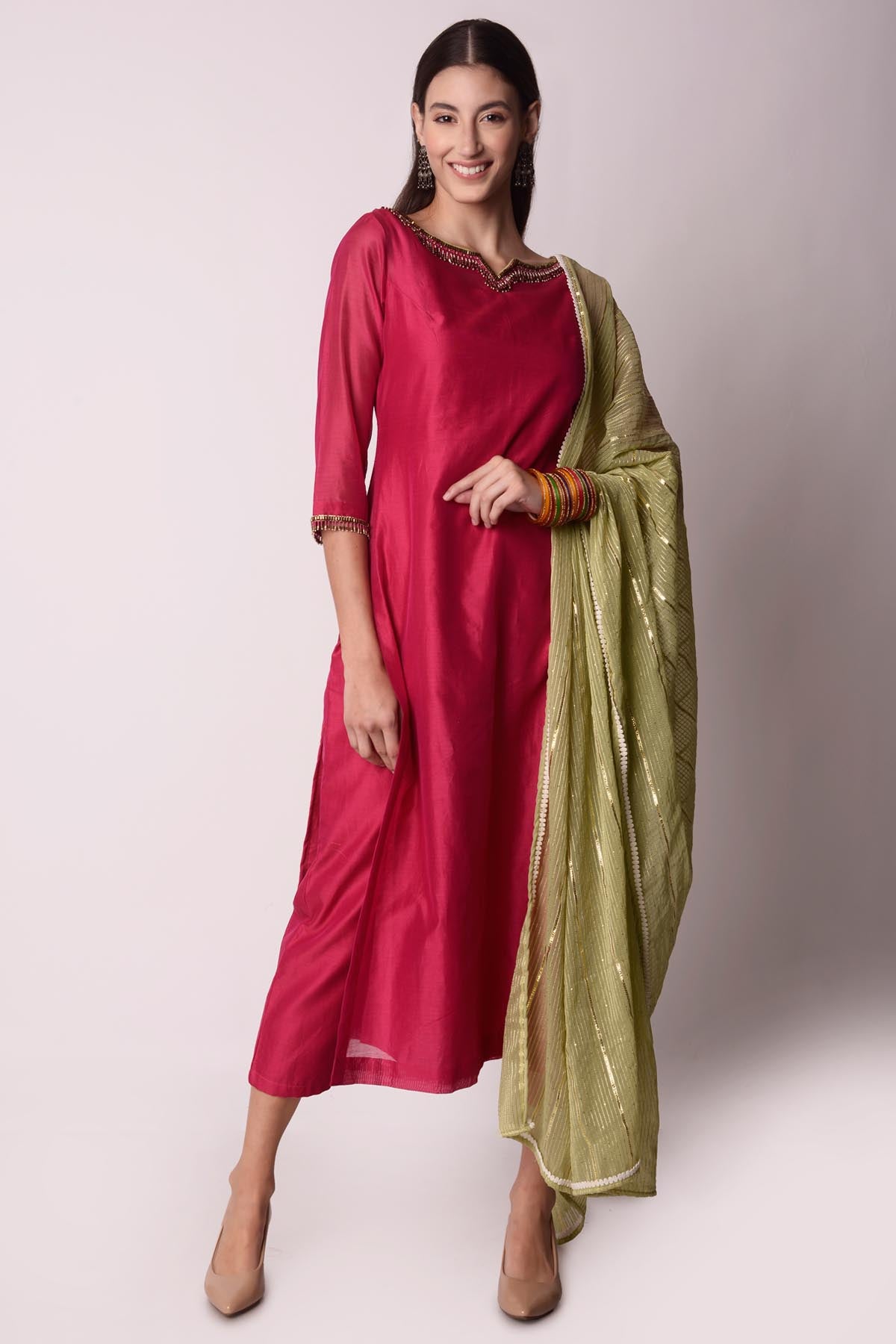 Chanderi Straight Kurta Set