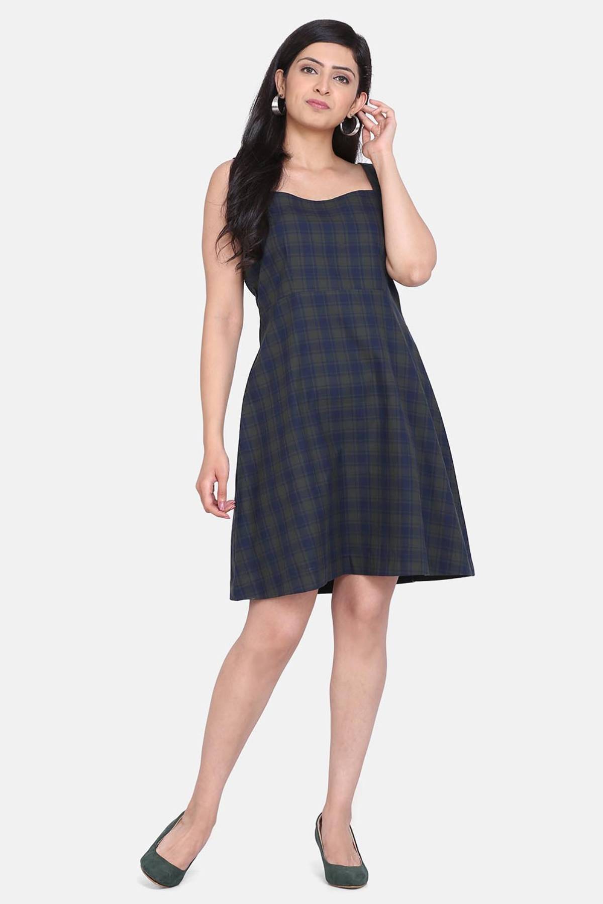 Checkered A-Line Dress