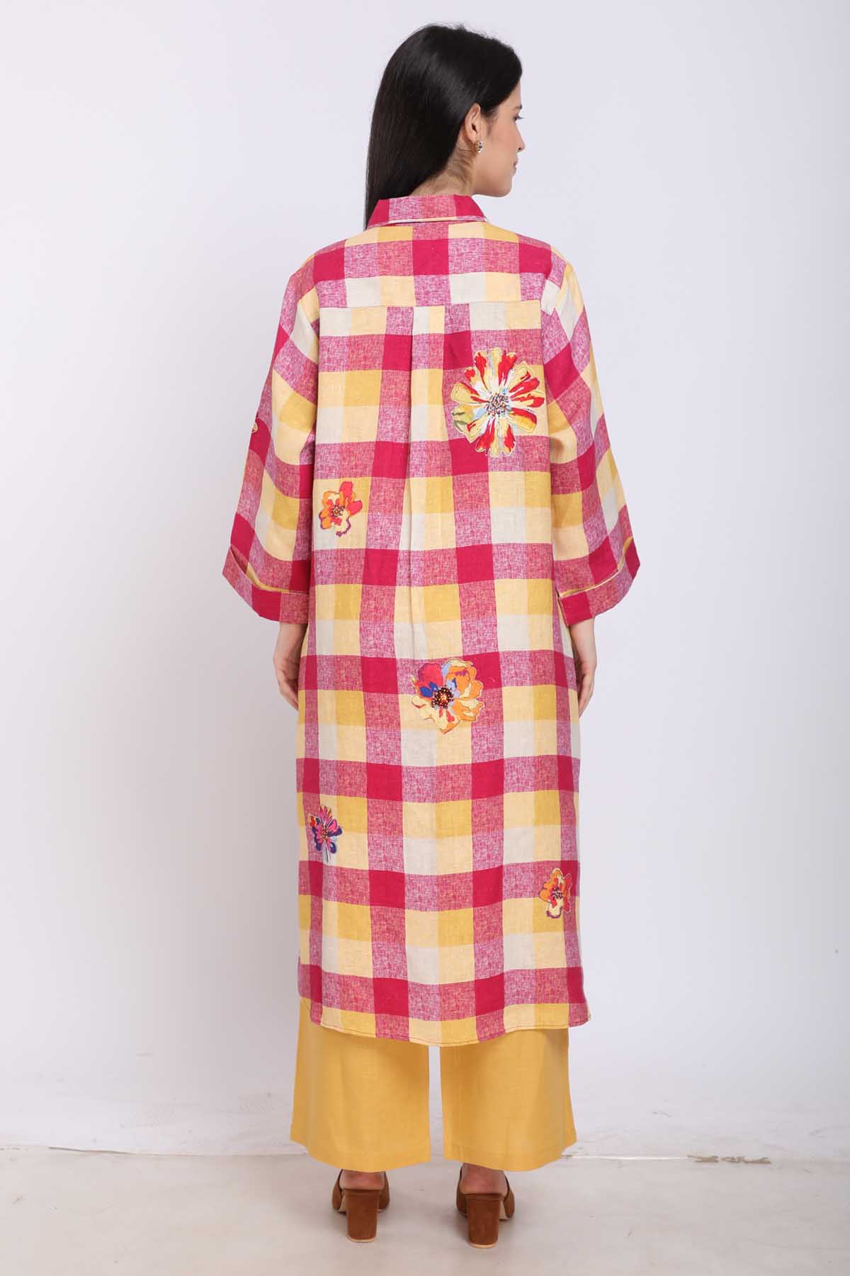 Checks Printed Linen Tunic
